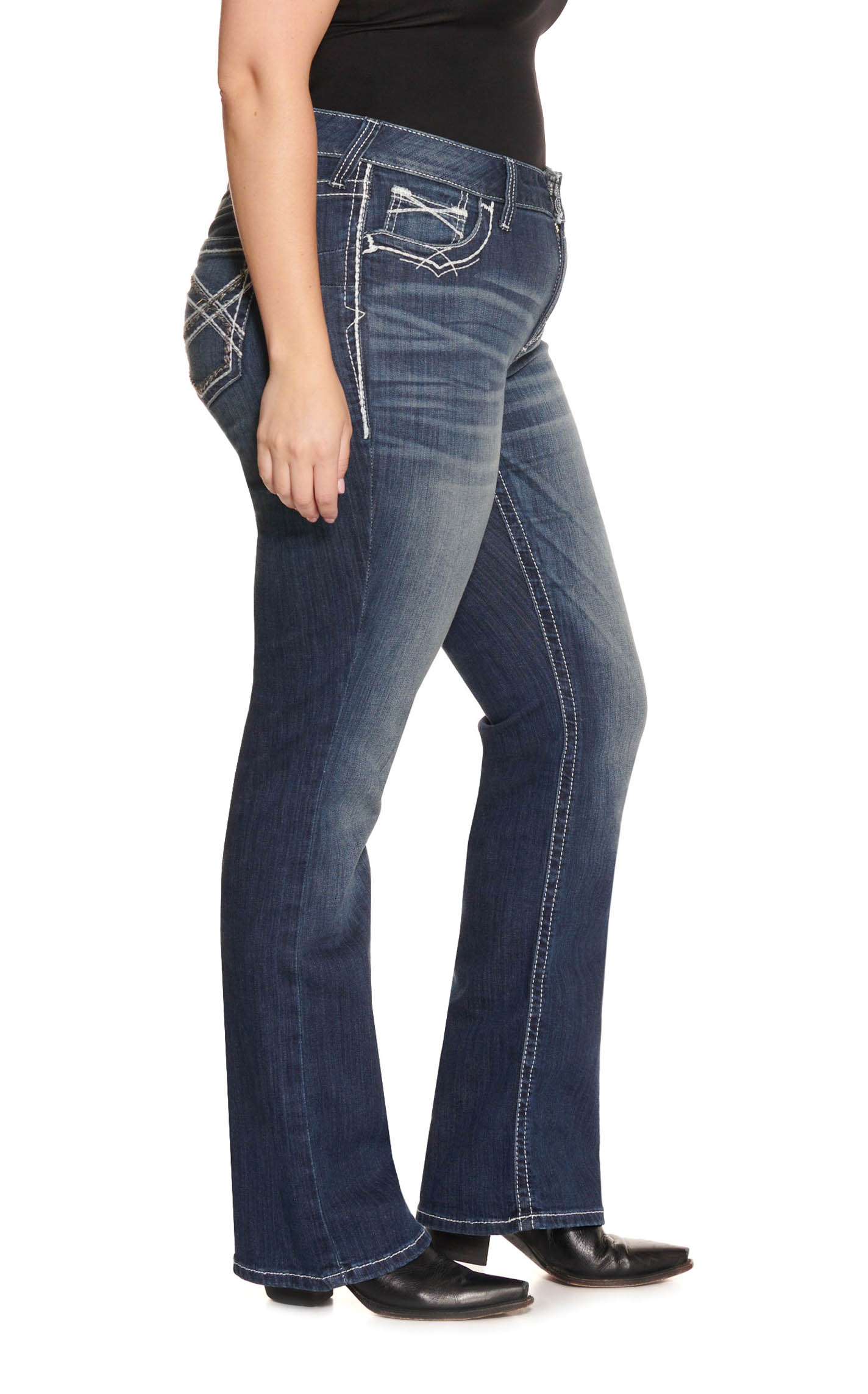 Ariat Women's REAL Entwined Boot Cut Medium Wash Jeans - Plus Sizes - Image 1