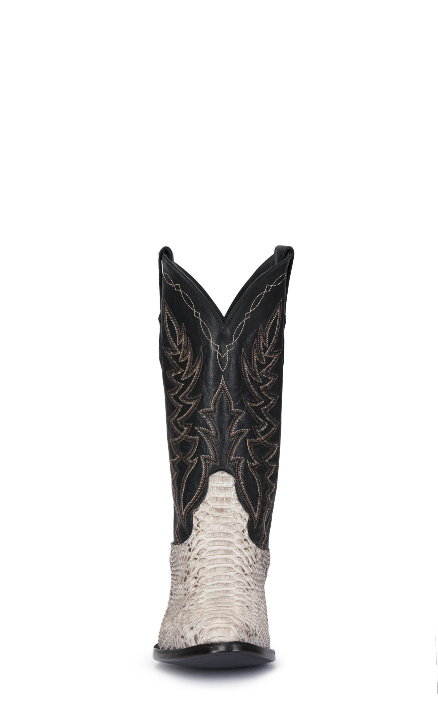 Cavender's Men's Black & Lamesa Natural Python R Toe Exotic Cowboy Boots - Image 1