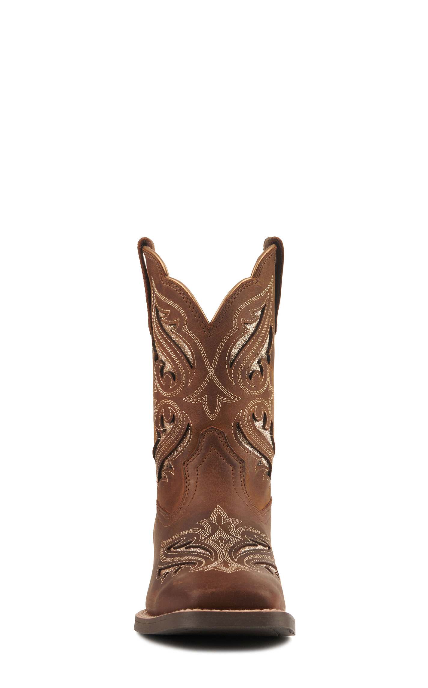 Ariat Youth Round Up Bliss Sassy Brown with Glitter Inlay Wide Square Toe Cowboy Boots - Image 1