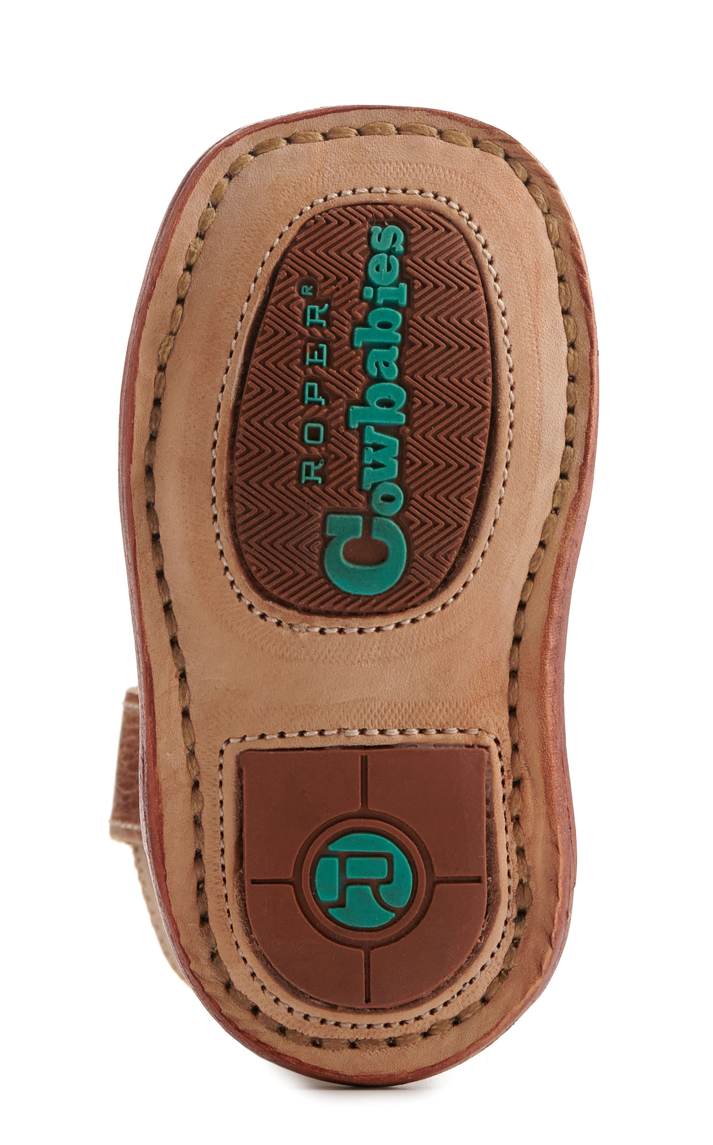 Roper Cowbabies Burnished Brown and Cream Running Free Embroidery Square Toe Cowboy Boots - Image 1