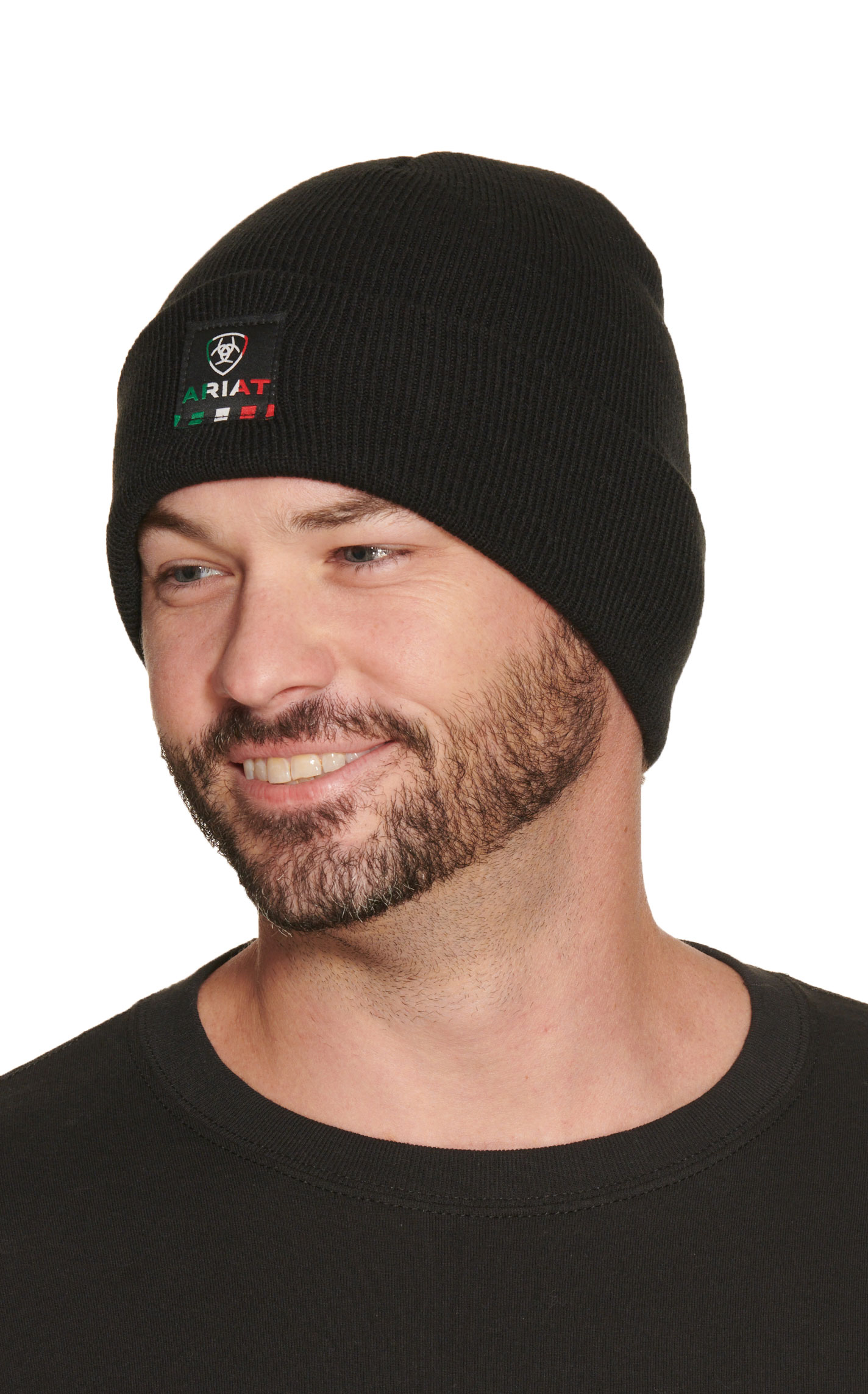 Ariat Rebar Black Mexico Flag Patch Watch Cap - Image 1