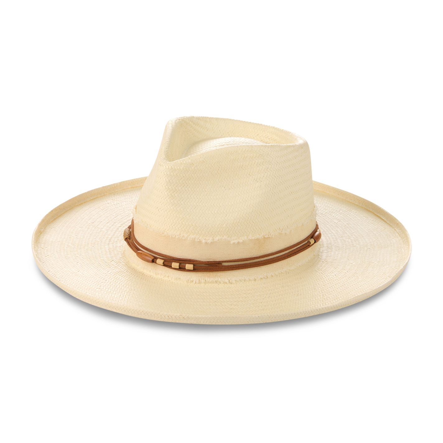 Rockin C Women's Natural Curl Brim Wooden Bead Trim Western Hat - Image 1