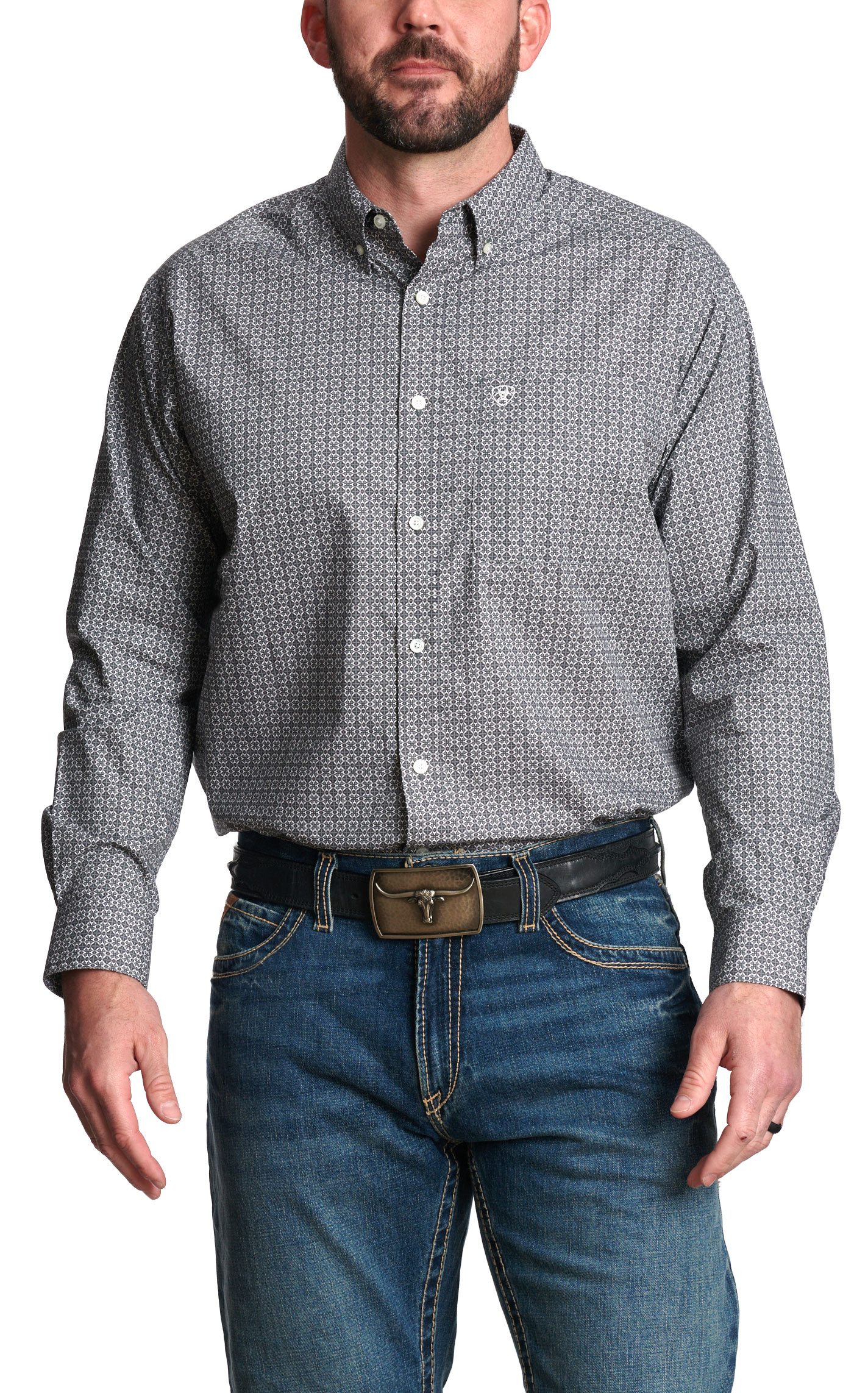 Ariat Men's Kenny Eiffel Tower Steel Geo Western Shirt - Image 1