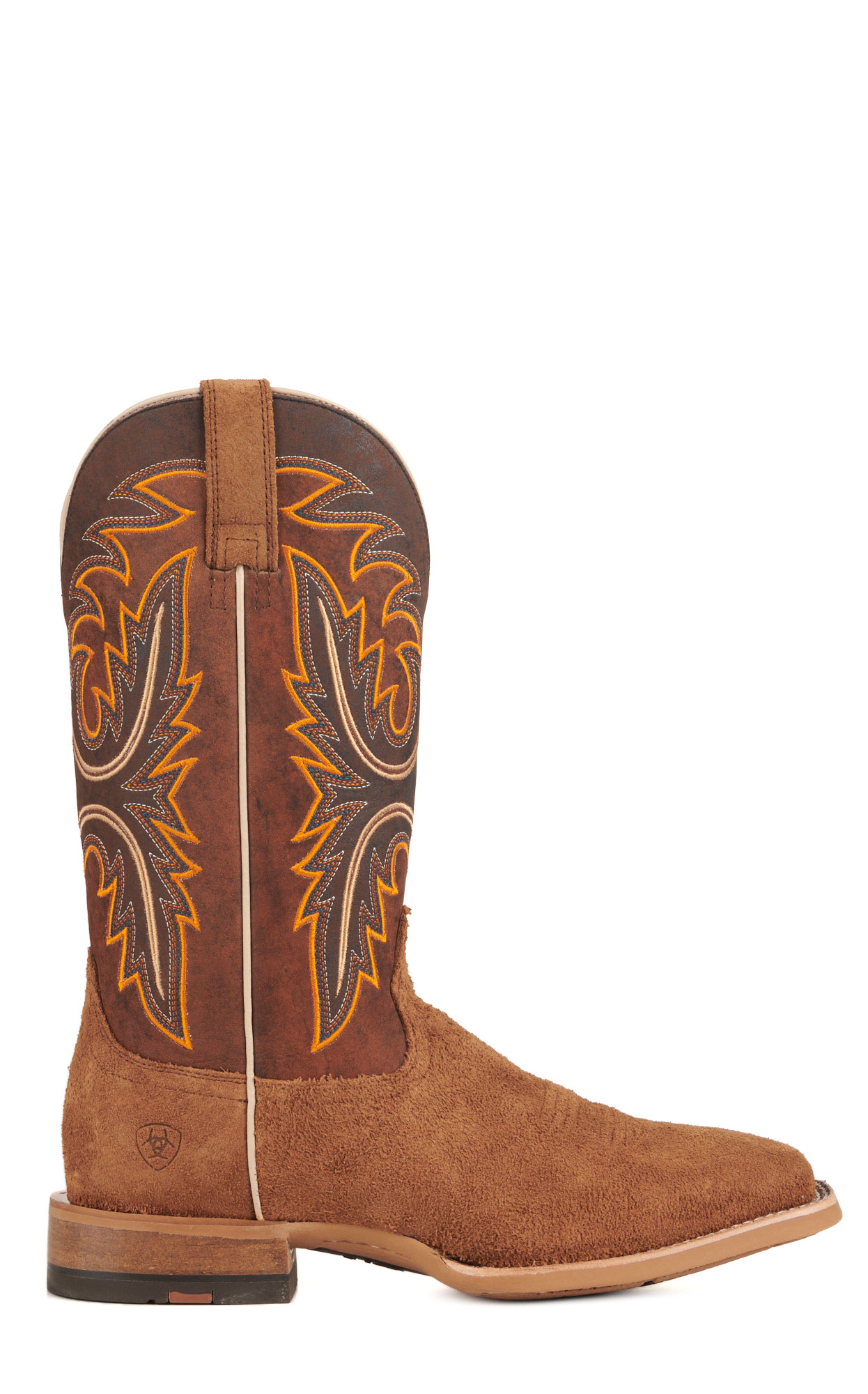 Ariat Men's Brushrider Suntan Roughout and Rusty Brown Wide Square Toe Cowboy Boots - Image 1