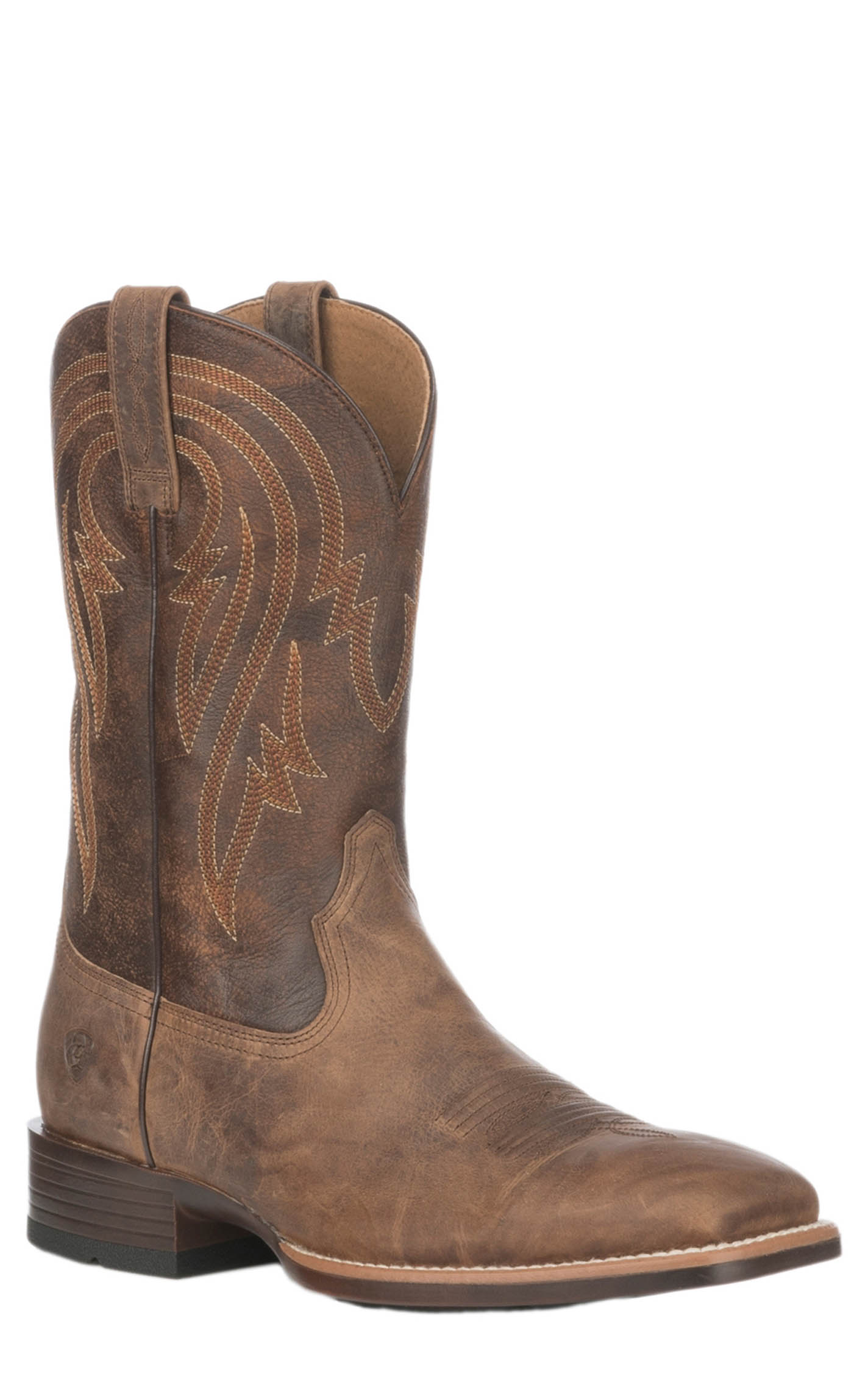 Ariat Men's Plano Dusty Tan and Brown Bantamweight Wide Square Toe Cowboy Boots - Image 1