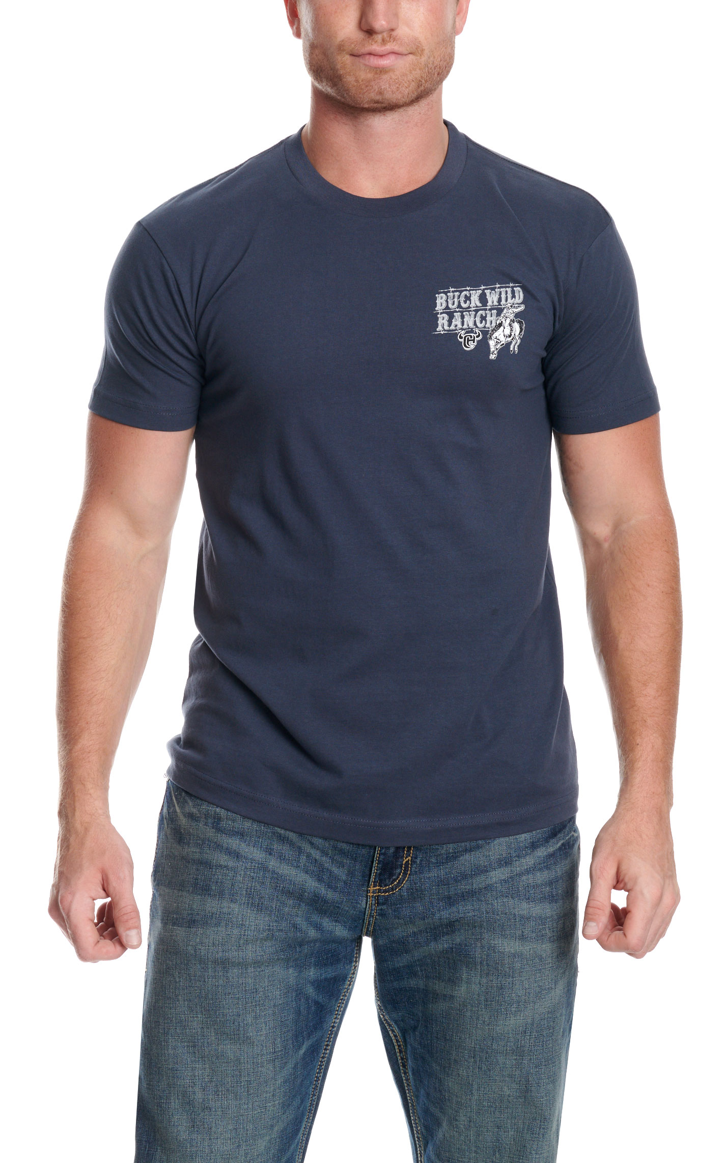 Cowboy Hardware Men's Blue Buck Wild Ranch Logo T-Shirt - Image 2