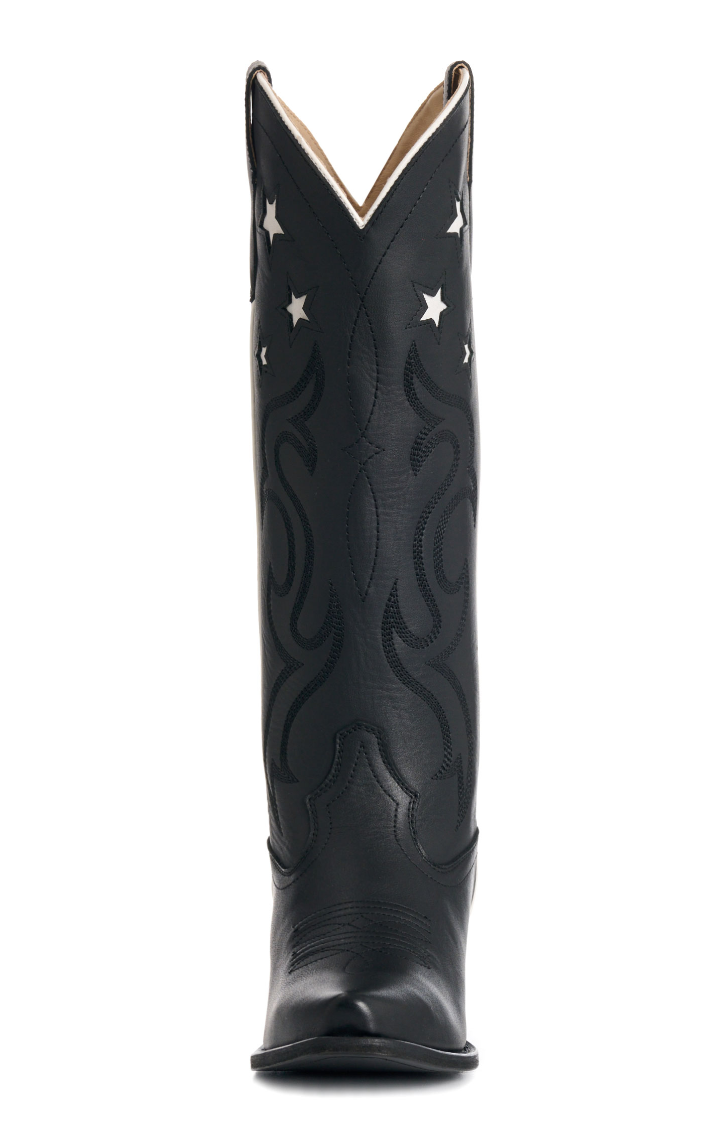 Rockin' C Women's Black & White Star Inlay Snip Toe Cowboy Boots - Image 1