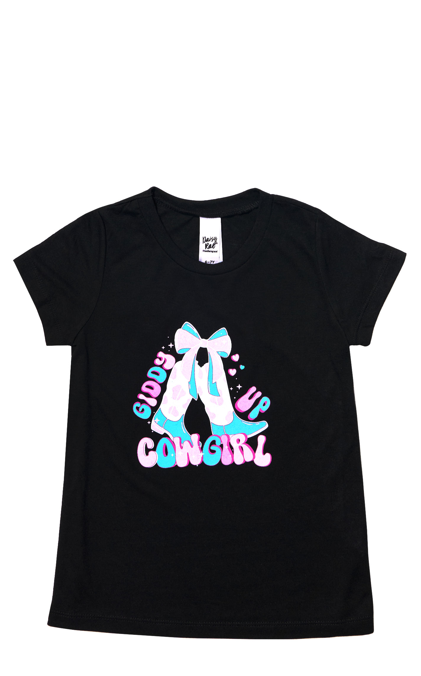 Southern Grace Girl's Black Giddy Up T-Shirt - Image 1