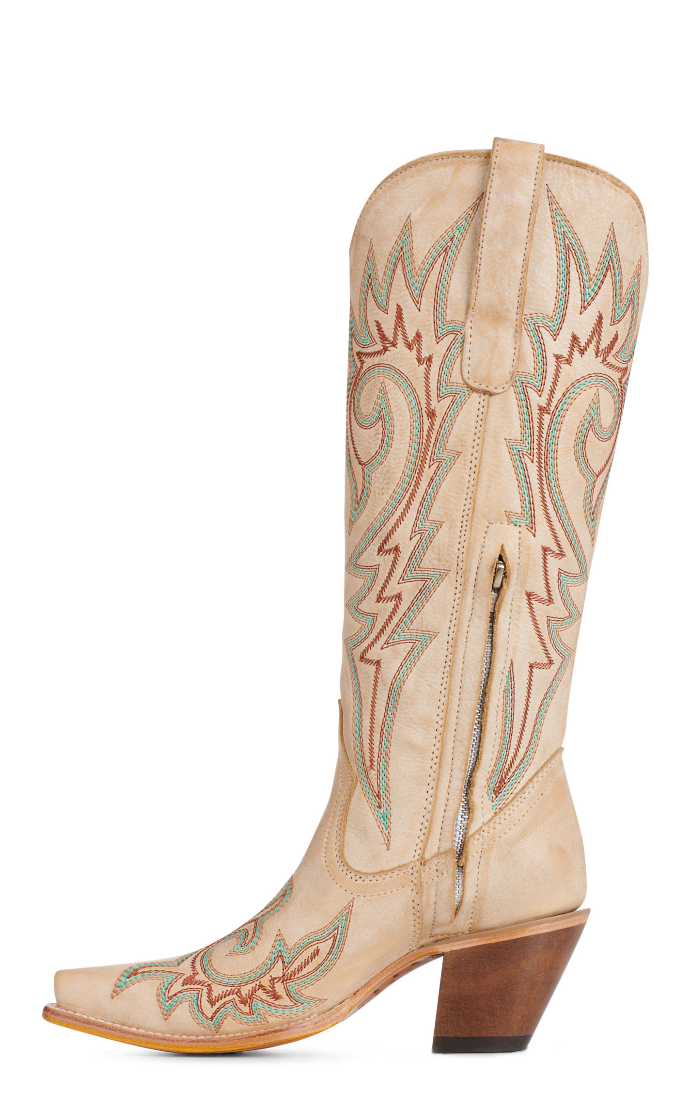 Corral Women's Bone & Multi Stitched Snip Toe Cowboy Boots - Image 1