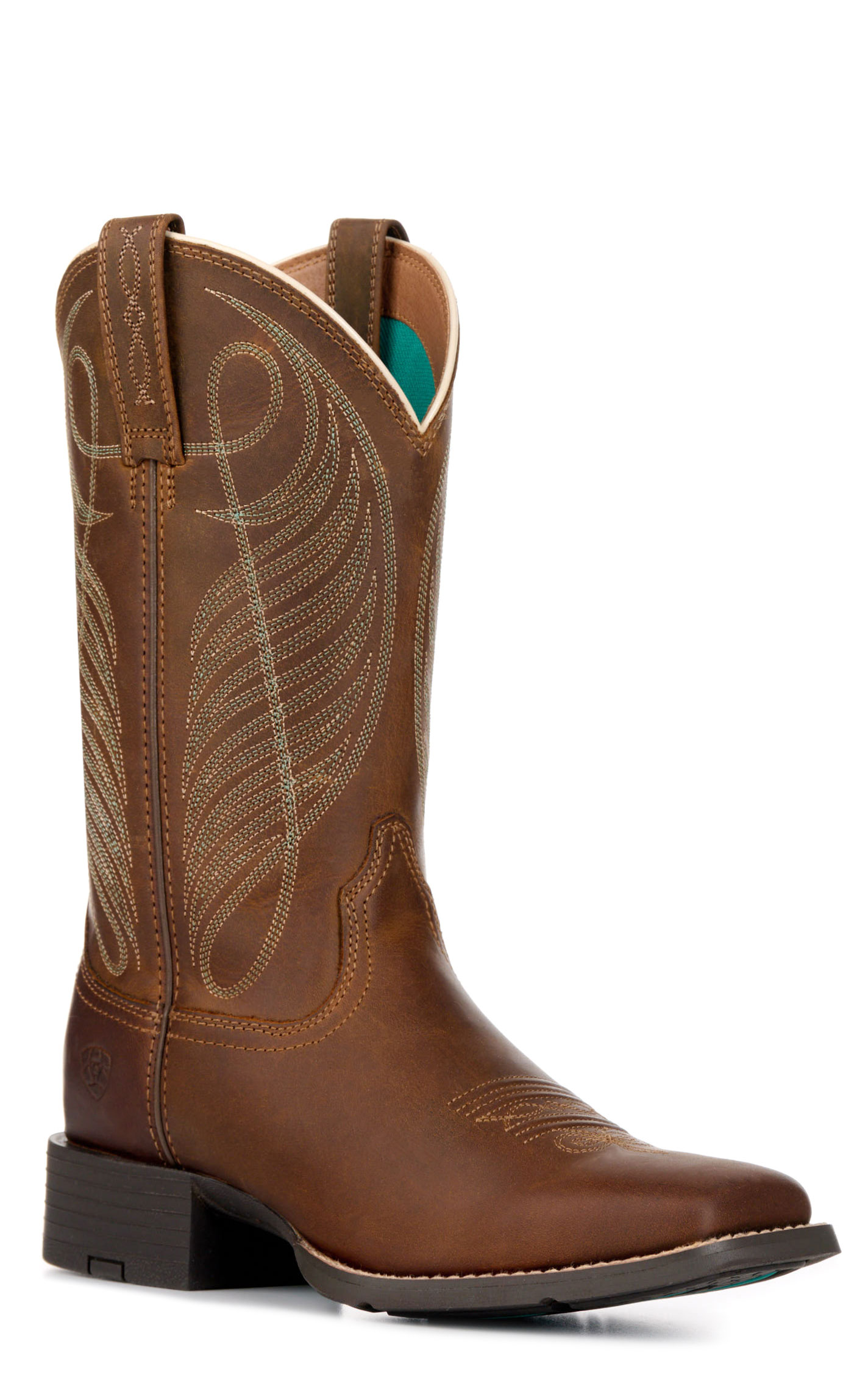 Ariat Women's Round Up Powder Brown Wide Square Toe Cowboy Boots - Image 1