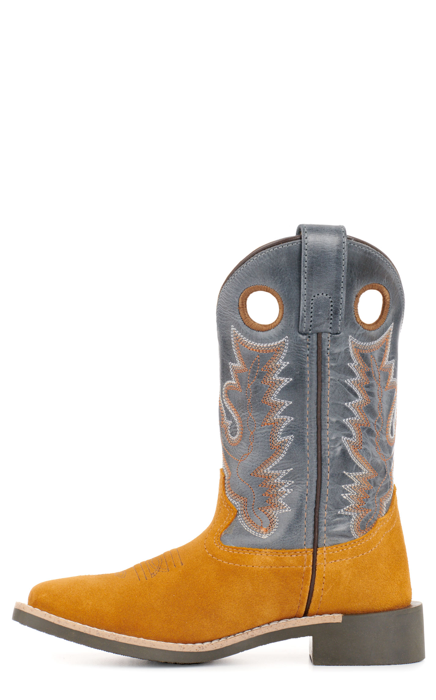 Smoky Mountain Kids' Tex Camel Roughout and Light Navy Wide Square Toe Cowboy Boots - Image 1