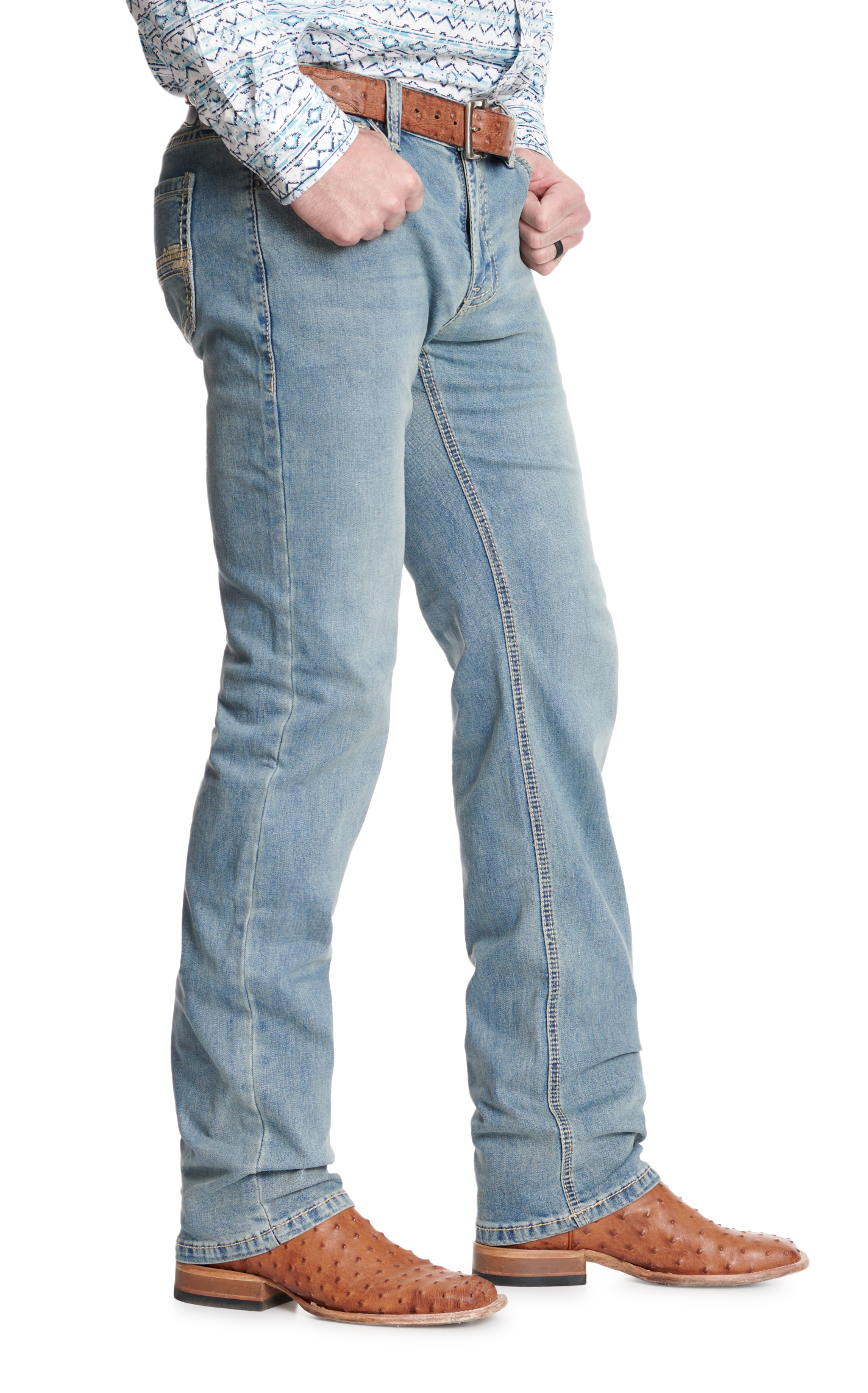 Rock & Roll Denim Men's Revolver Light Wash Slim Fit Straight Leg Reflex Jeans - Image 1
