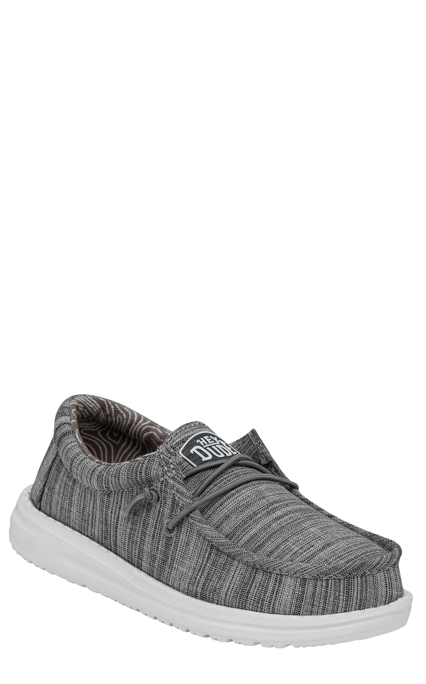 Hey Dude Youth Boys' Wally Blend Linen Stone Moc Toe Lace Up Casual Shoes - Image 1