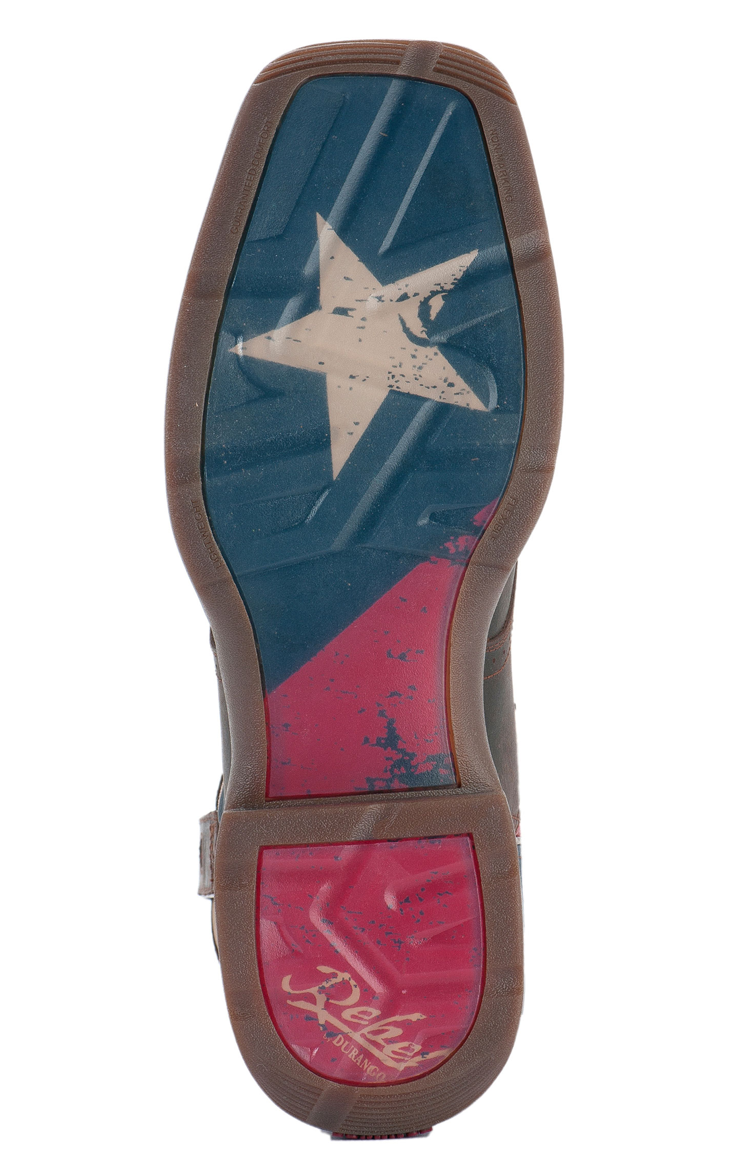 Durango Men's Rebel Saddle Brown & Texas Flag Square Toe Cowboy Boots - Image 1