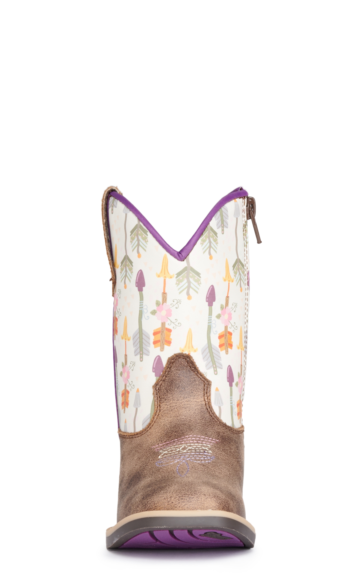 Twister Toddlers' Hannah Distressed Brown and White Arrow Print Square Toe Cowboy Boots - Image 1