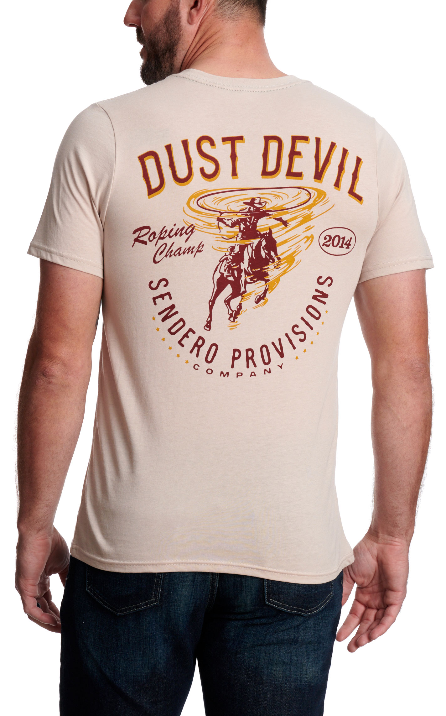 Sendero Provisions Co. Men's Toasted Sand Dust Devil Logo Graphic T-Shirt - Image 1