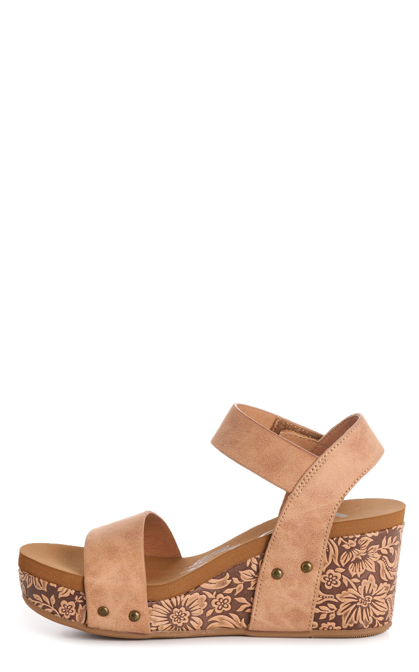 Very G Devon Toasted Sand & Brown Floral Wedge Sandal - Image 1