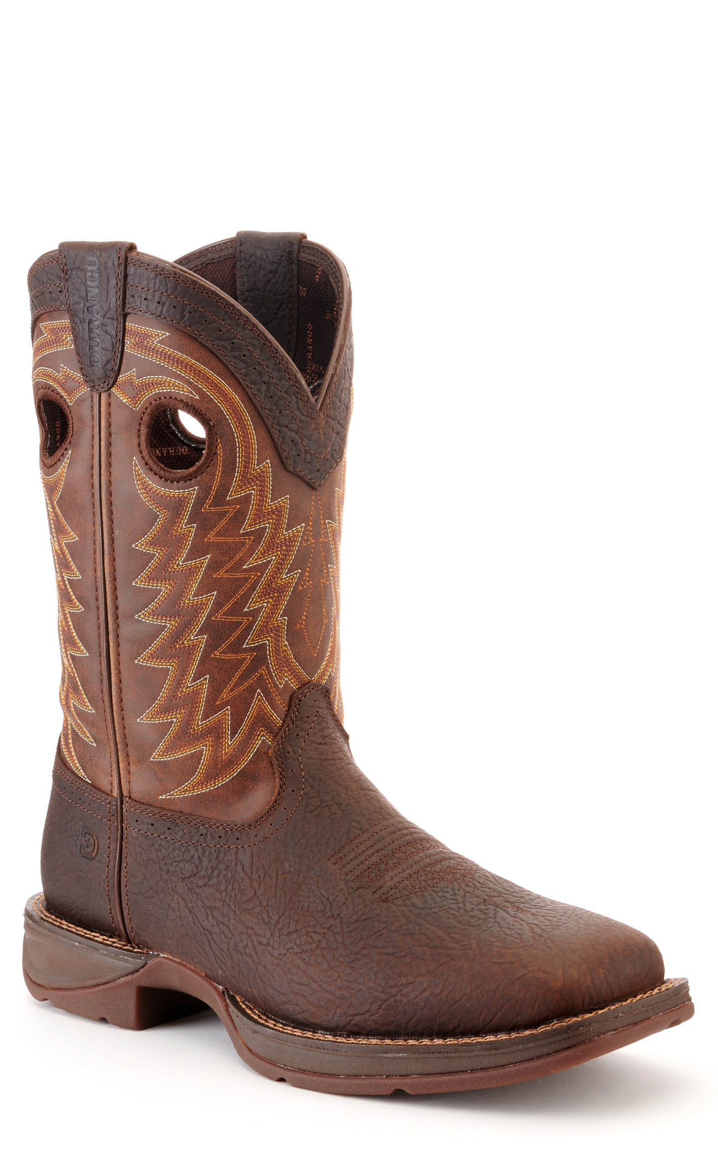 Durango Men's Rebel Dark Brown and Chestnut Wide Square Toe Cowboy Boots - Cavender's Exclusive - Image 1