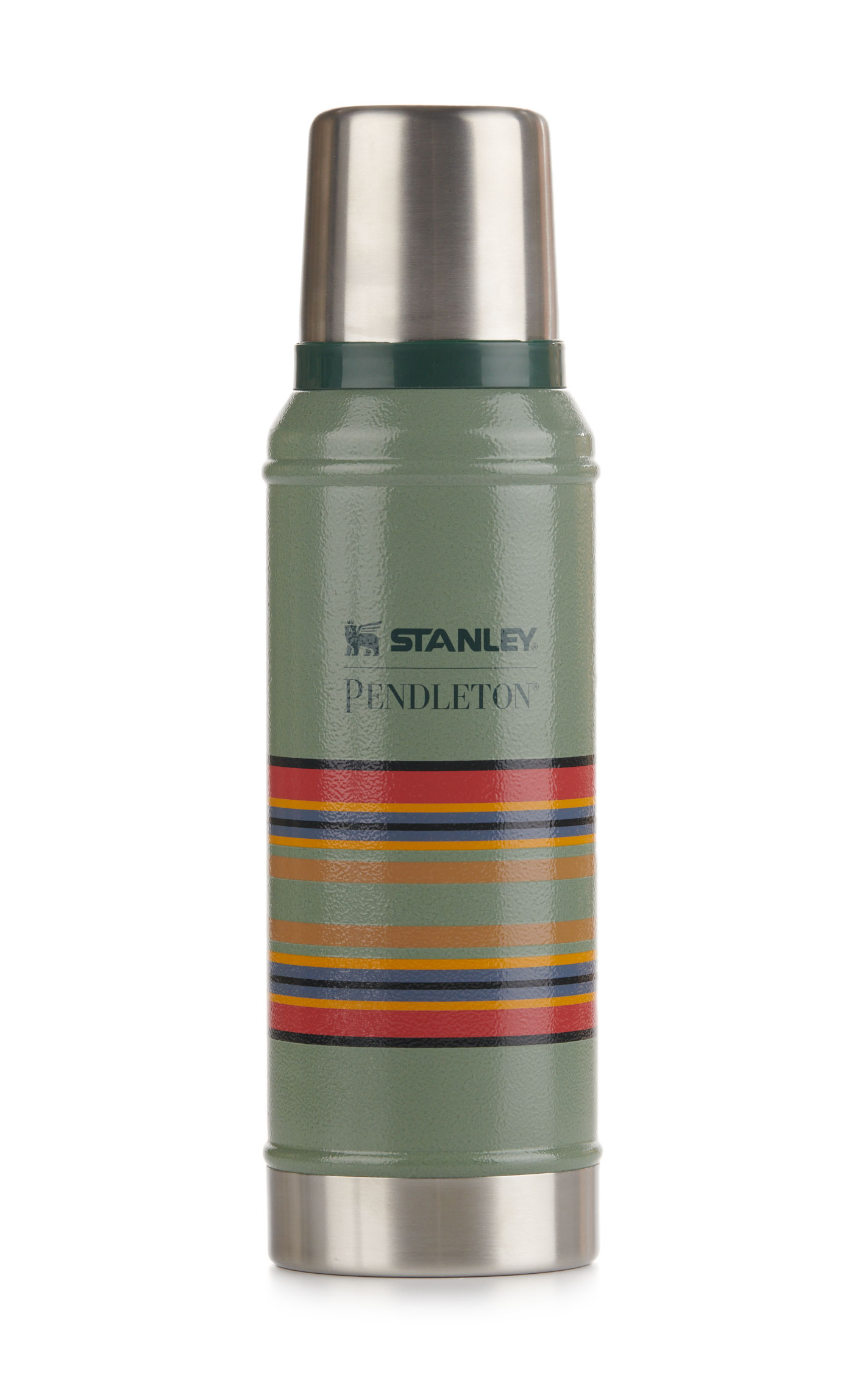 Stanley Pendleton Classic Sage Hammertone Green & Colorful Stripe 1.0 QT  Insulated Bottle - Image 1