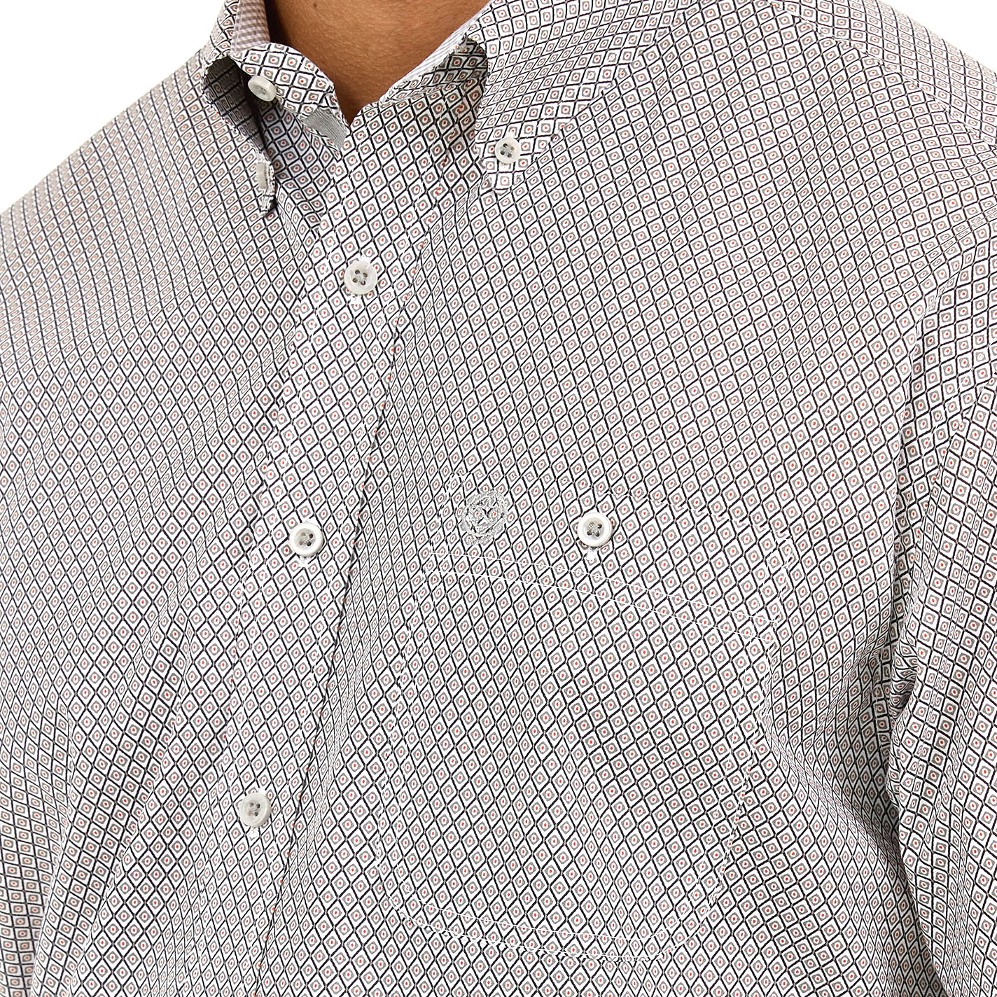 Wrangler Men's George Strait Collection Gray Diamond Print Western Shirt - Image 1