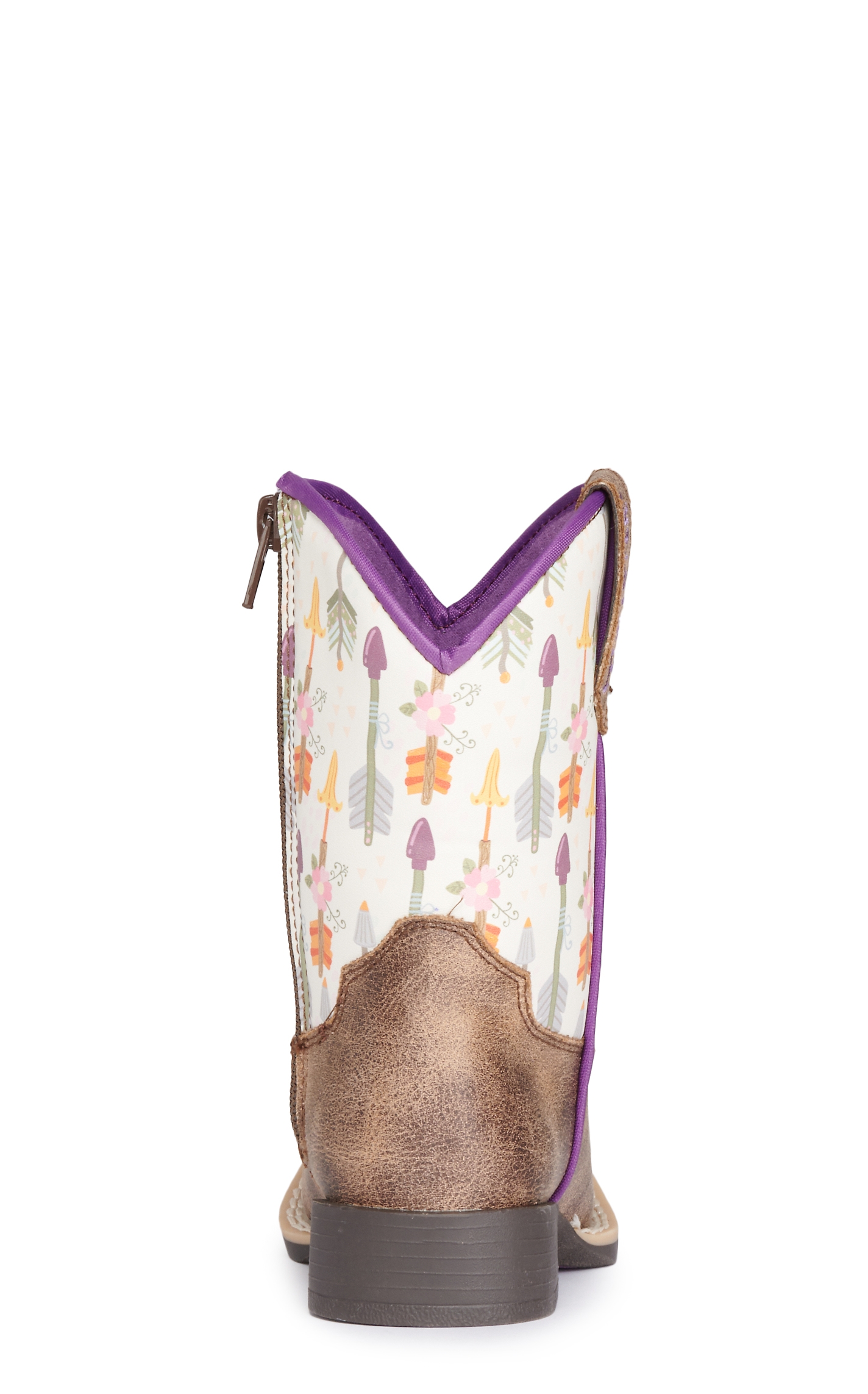 Twister Toddlers' Hannah Distressed Brown and White Arrow Print Square Toe Cowboy Boots - Image 1