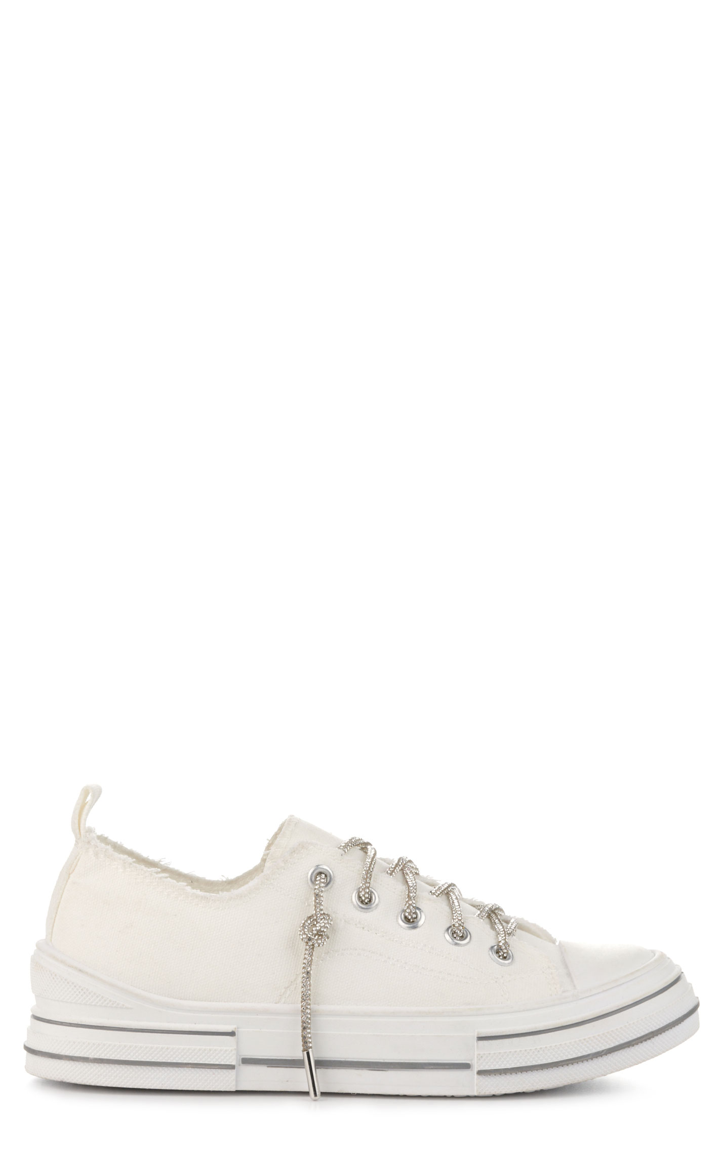 Very G Women's Aman White with Silver Bling Laces Platform Sneakers - Image 1