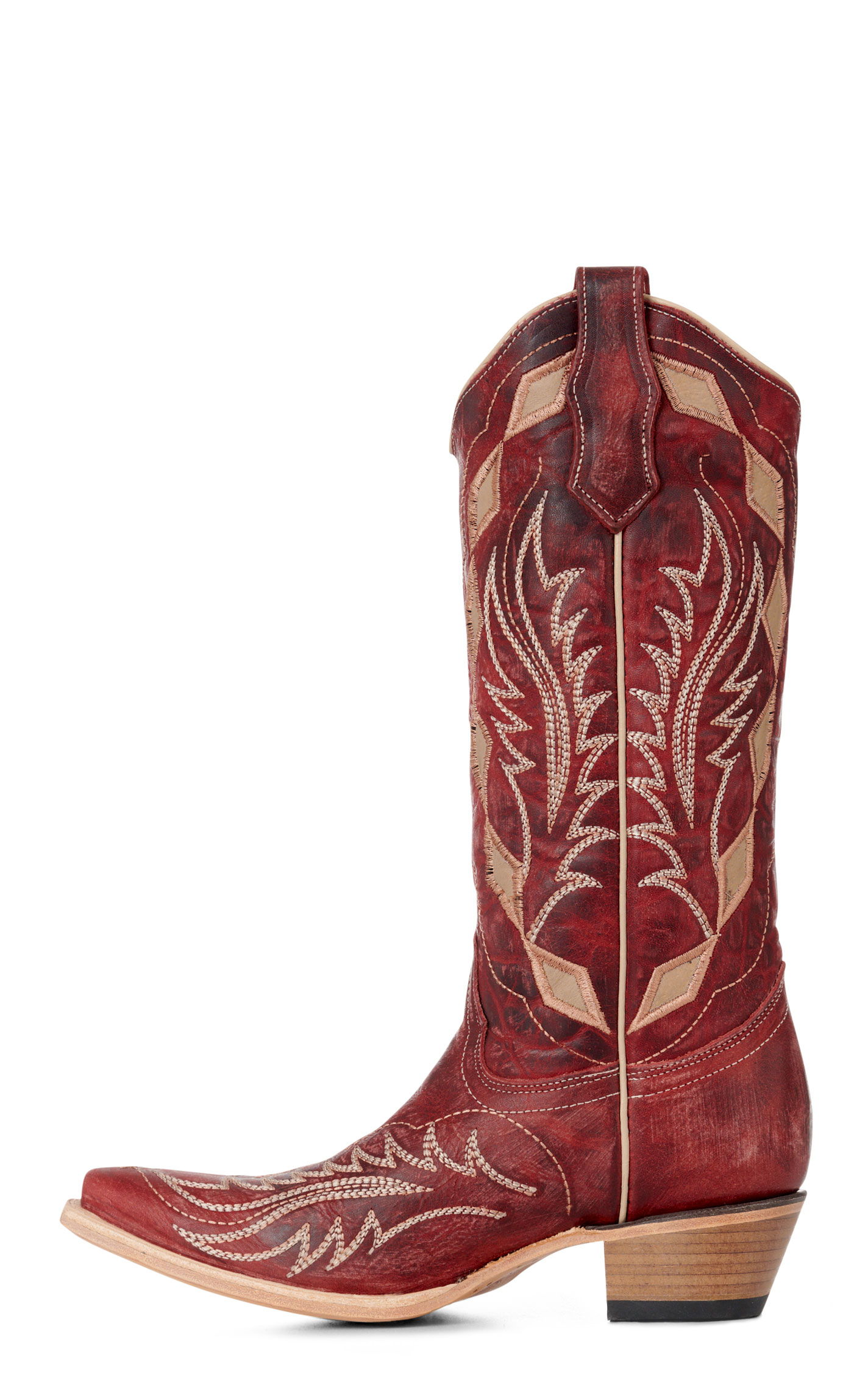 Circle G By Corral Women's Red & Sand Laser Stitched Snip Toe Cowboy Boots - Image 1