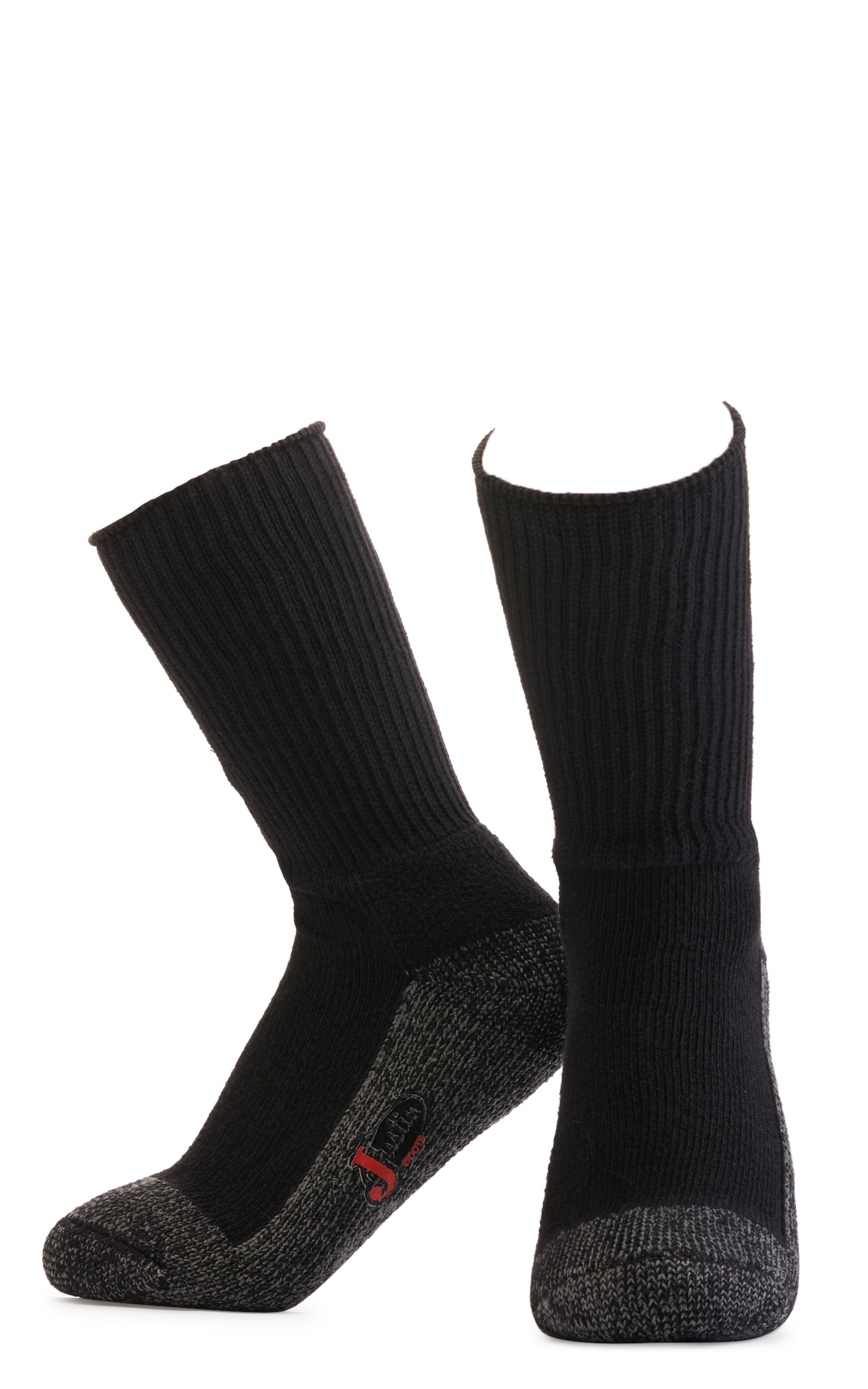 Justin Men's Black Half Cushion Cotton Crew with Odor Control 2Pk Steel Toe Boot Socks - L - Image 1