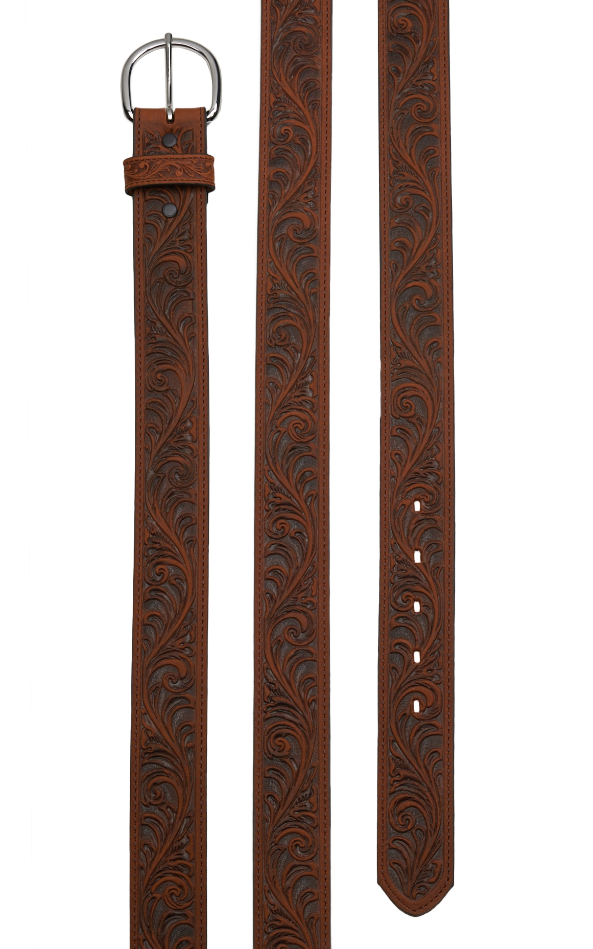 Justin Classics Men's Bay Apache Cinnamon and Brown Scrolling Western Belt - Image 1