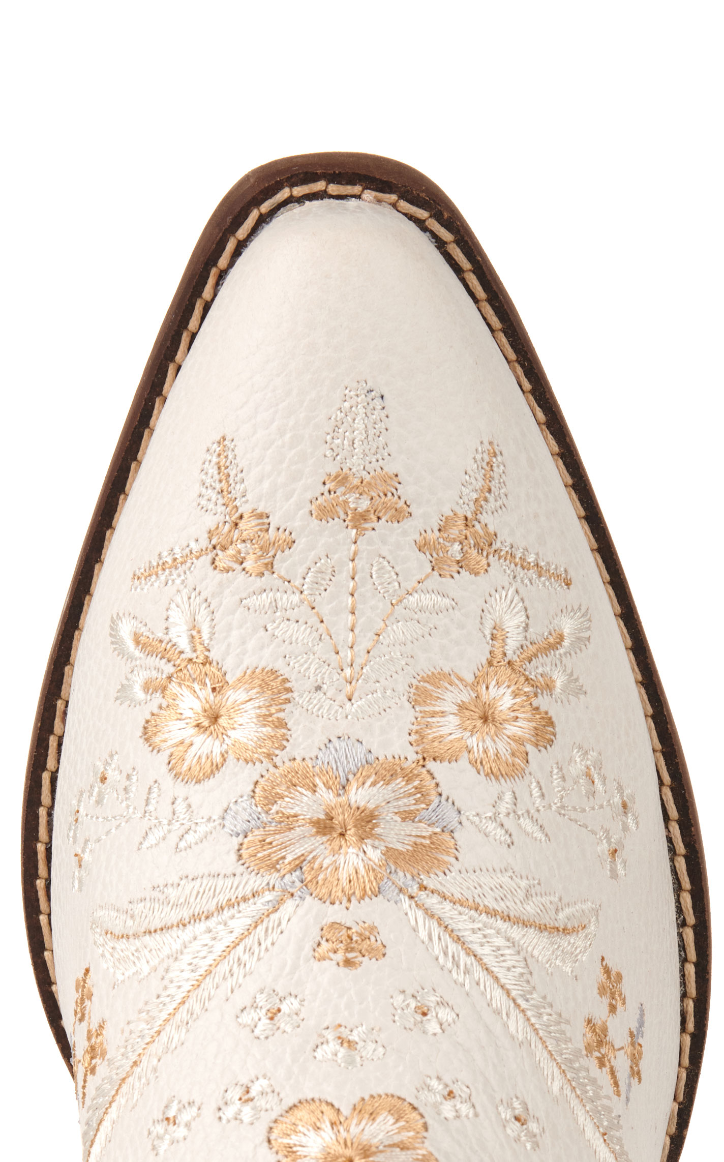 Dingo Women's Primrose White with Floral Embroidery Snip Toe Booties - Image 1