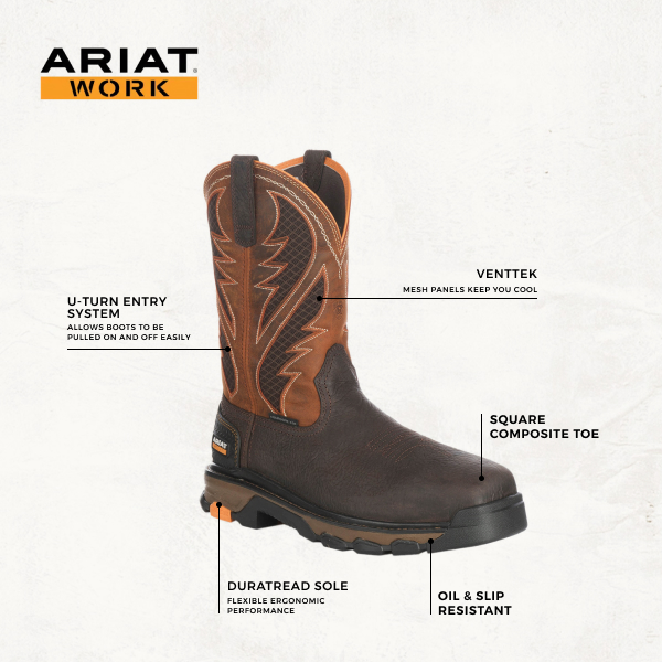 Ariat Men's Intrepid Brown and Orange VentTEK Square Composite Toe Work Boot - Image 1