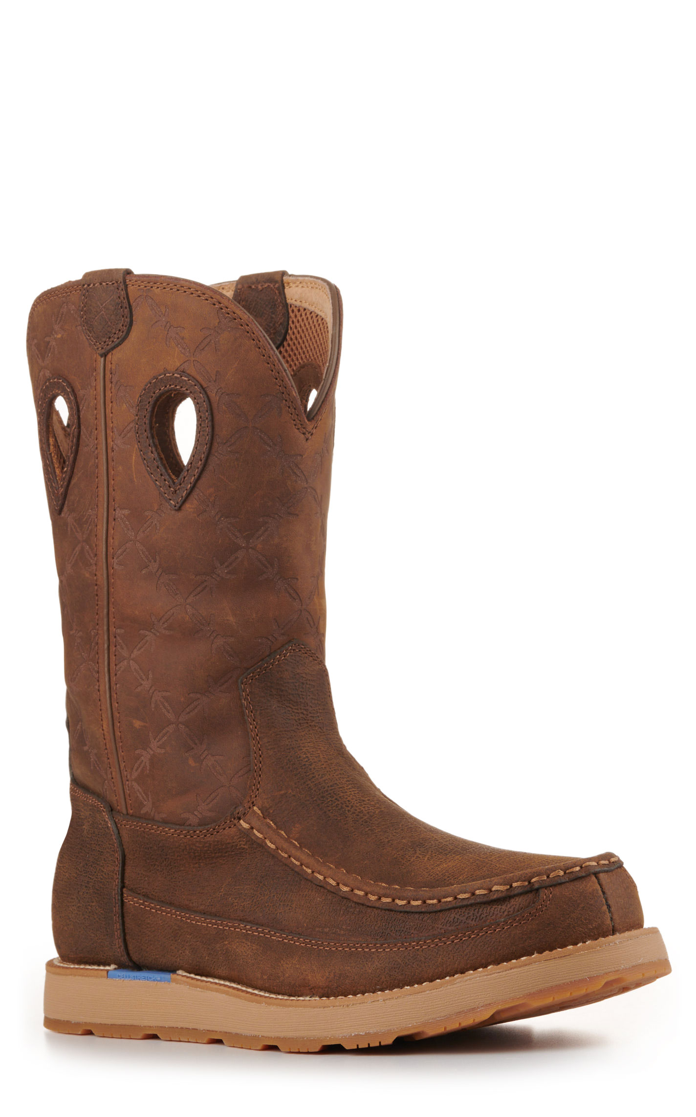 Twisted X Men's Brunette Brown and Pecan CellStretch Round Toe Wedge Work Boots - Image 1