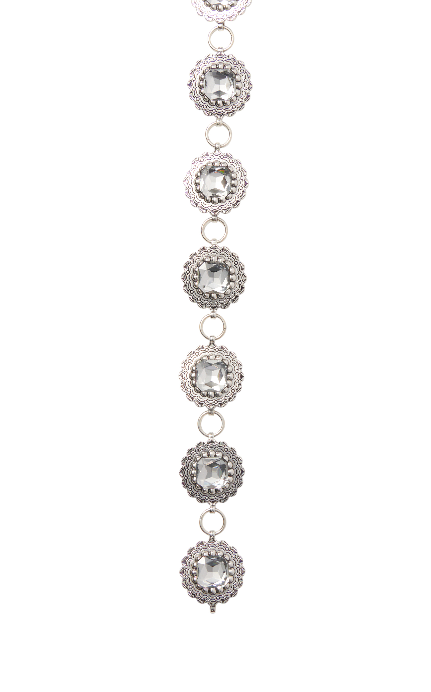 Southern Grace Women's Silver & Clear Crystal Scalloped Concho Belt - Image 1