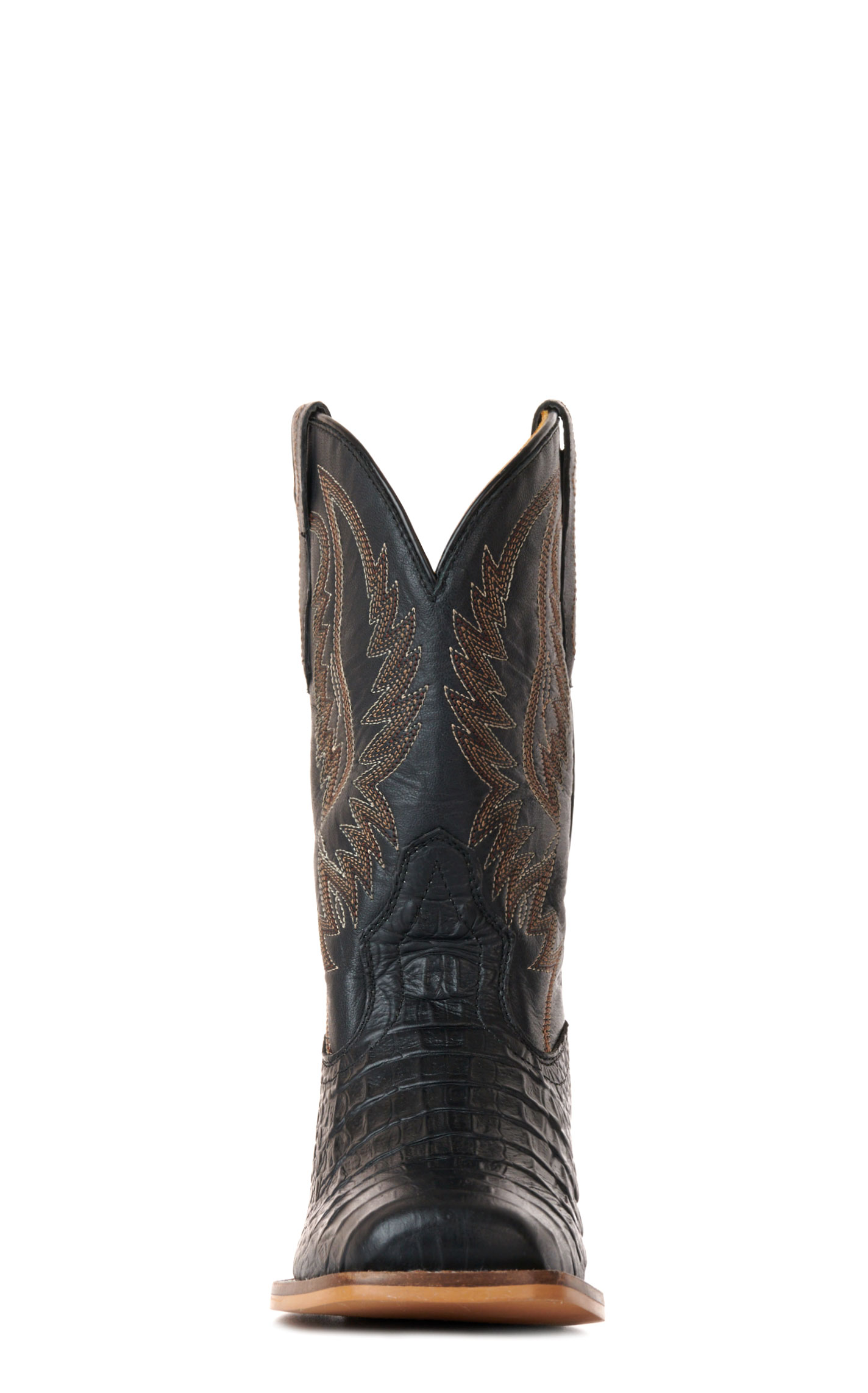 Cavender's Kids' Black Crocodile Print Wide Square Toe Cowboy Boots - Image 1