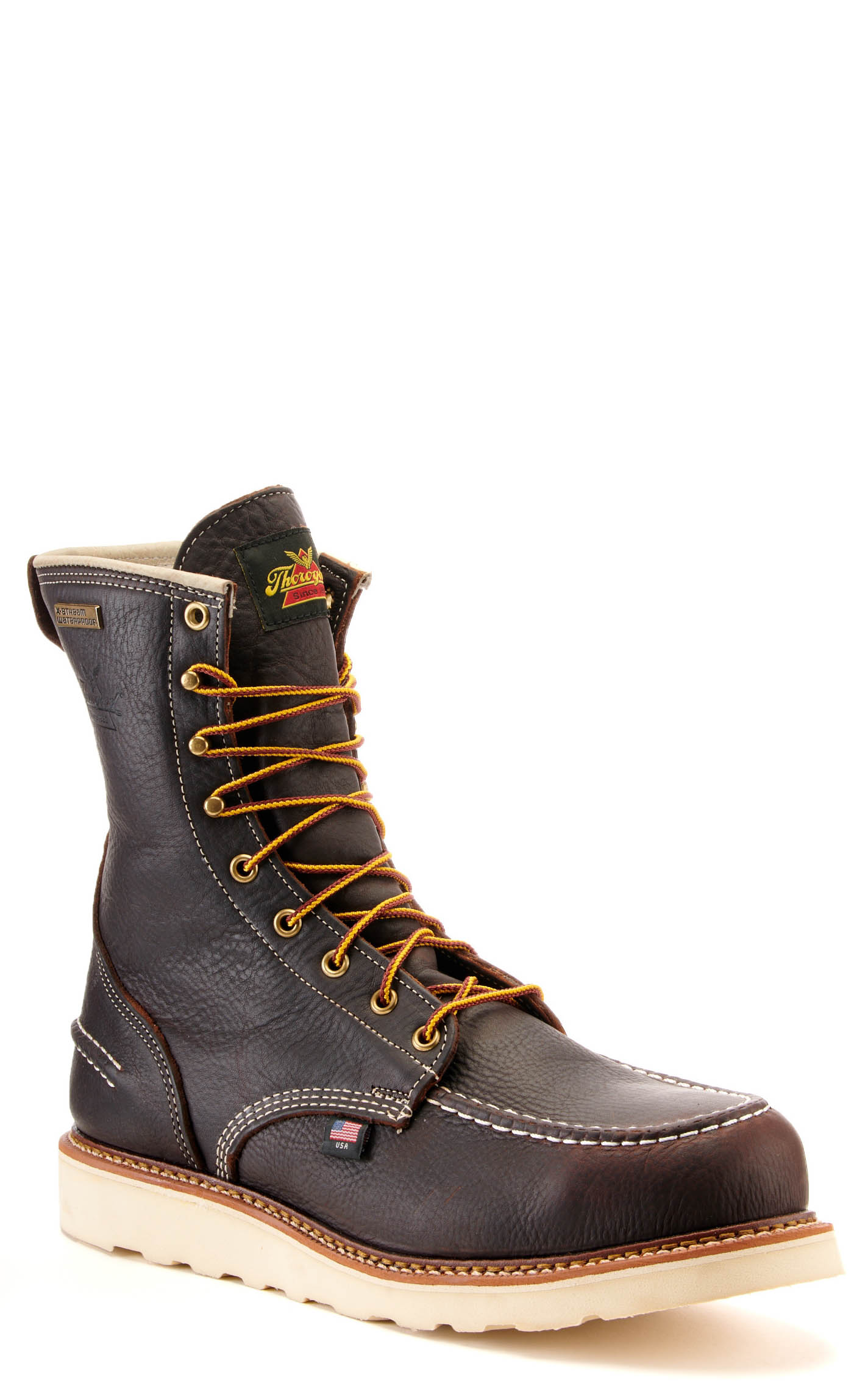 Thorogood Men's Dark Chocolate Waterproof Moc Steel Toe Lace Up Work Boot - Image 1