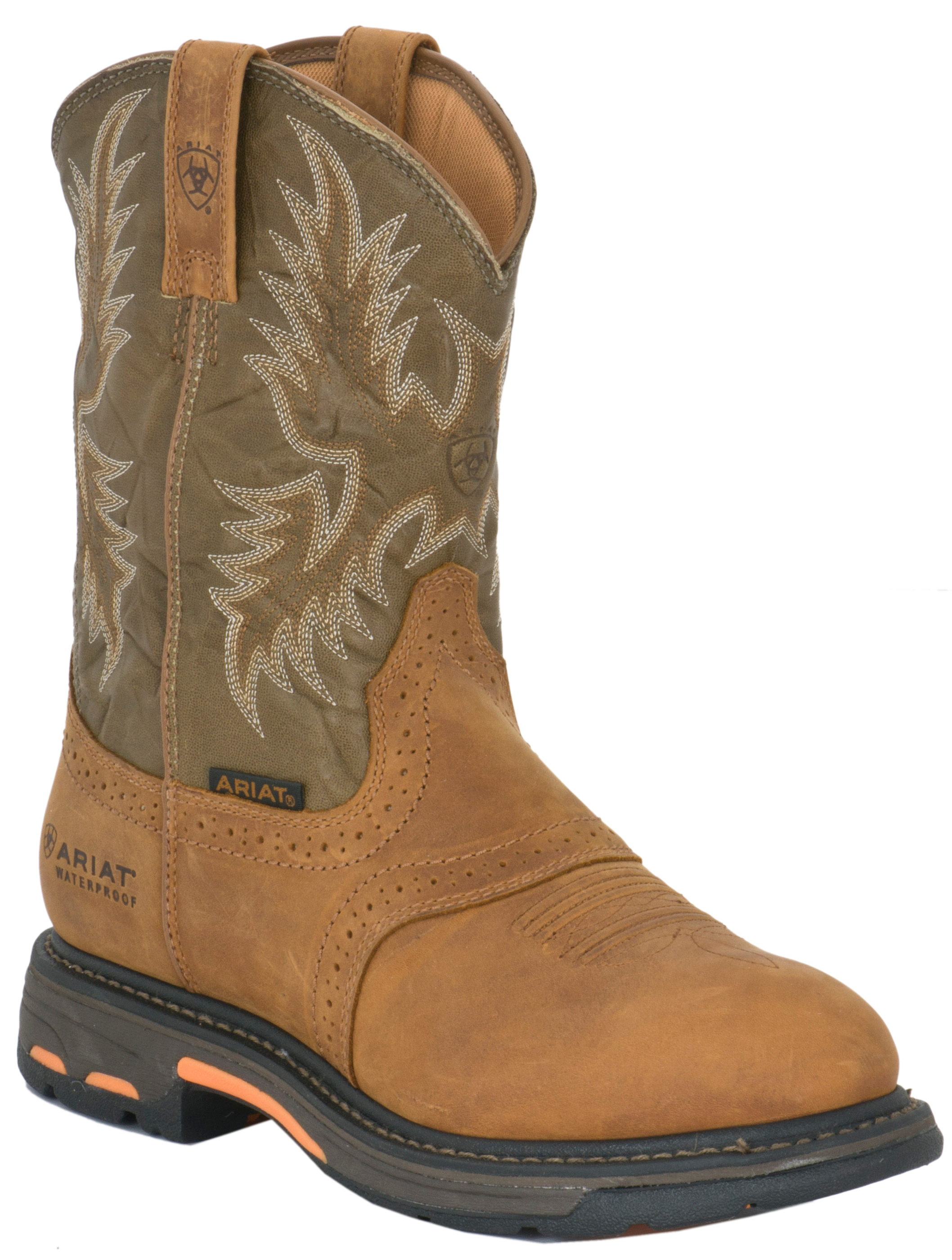 Ariat Men's Workhog Aged Bark & Olive Waterproof Round Toe Work Boots - Image 1