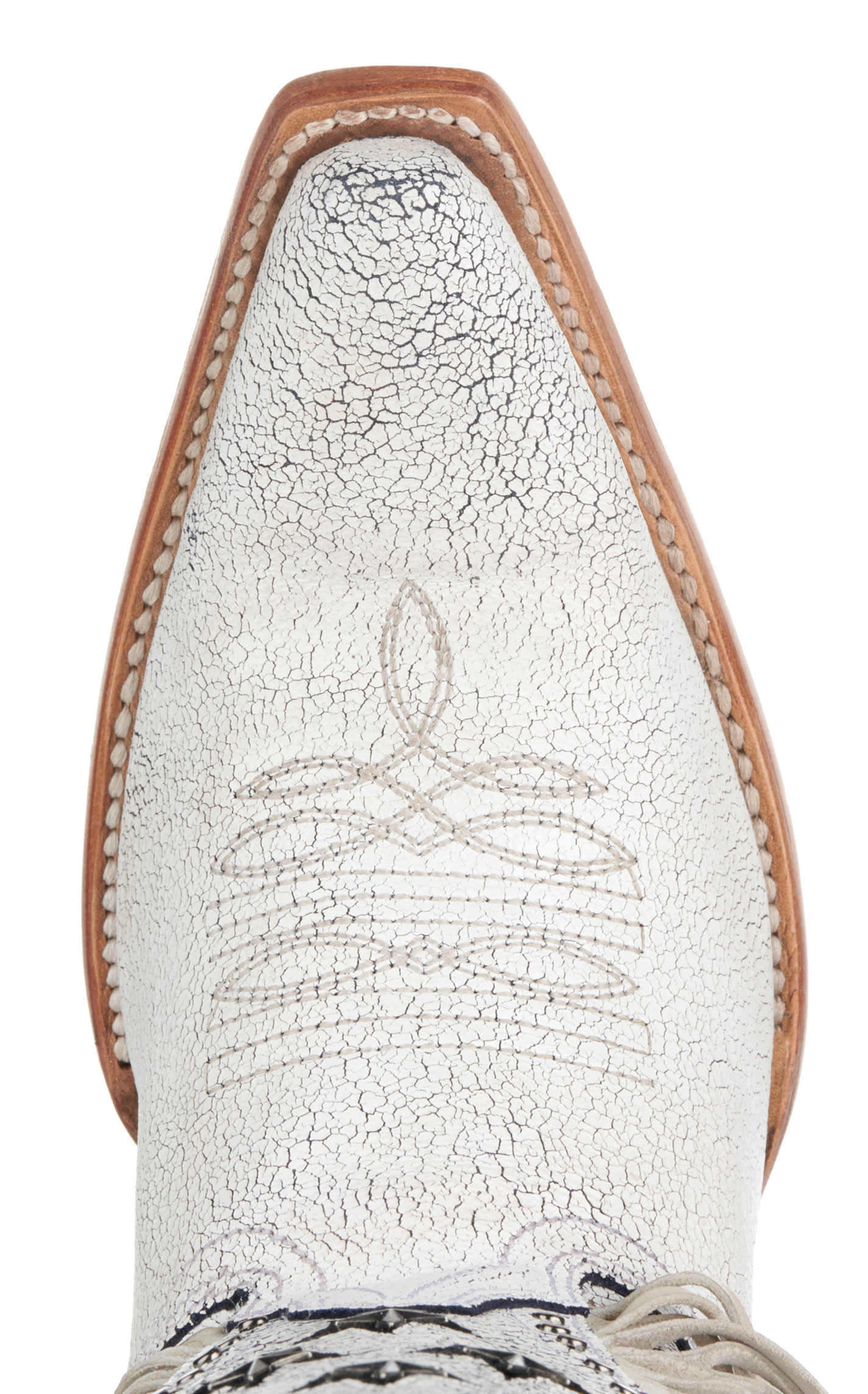 Corral Women's Crackled White with Stars and Fringe Snip Toe Cowboy Boots - Image 1