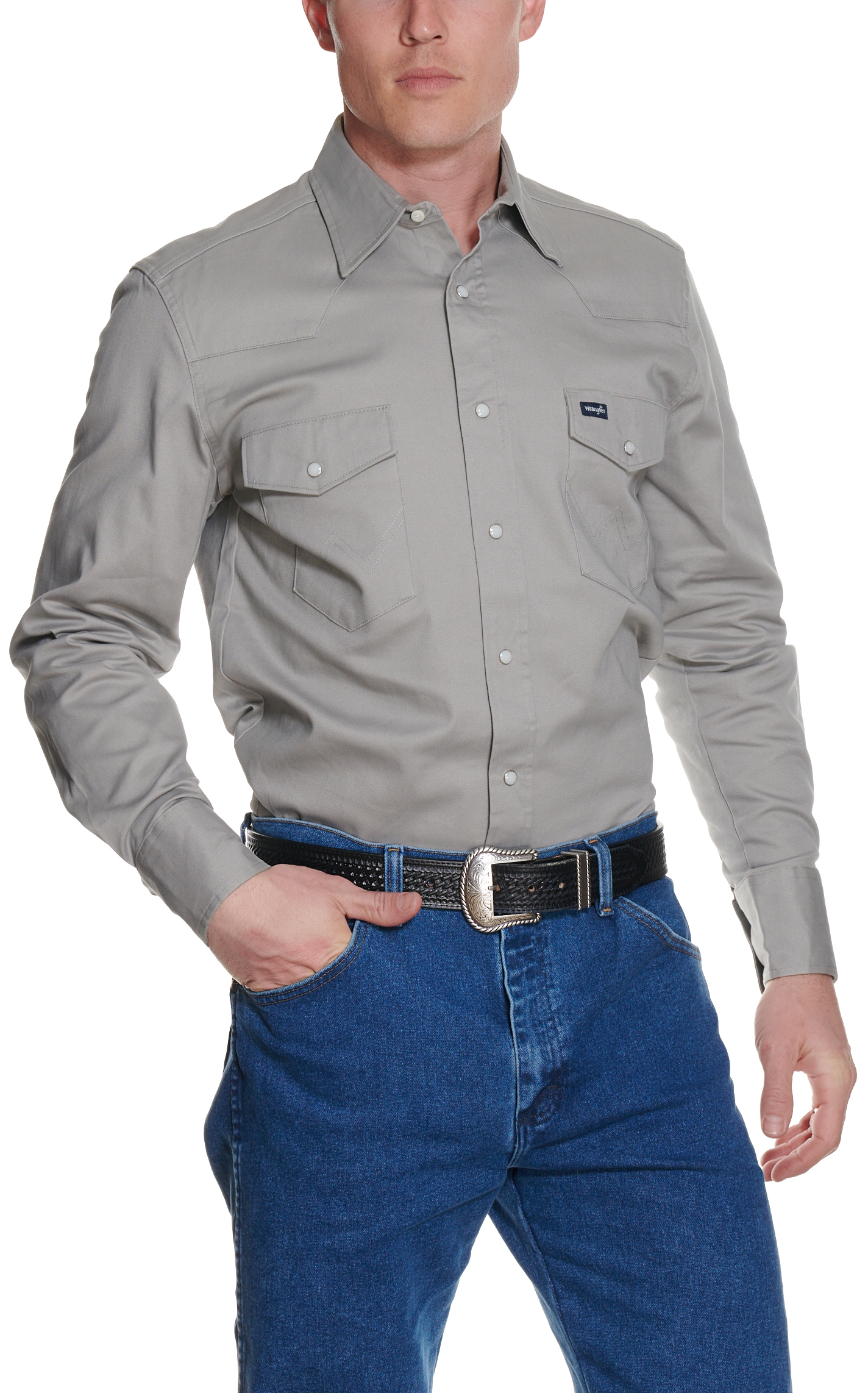 Wrangler Cement Advanced Comfort Long Sleeve Workshirt MACW03H- Alpha Sizes - Image 1