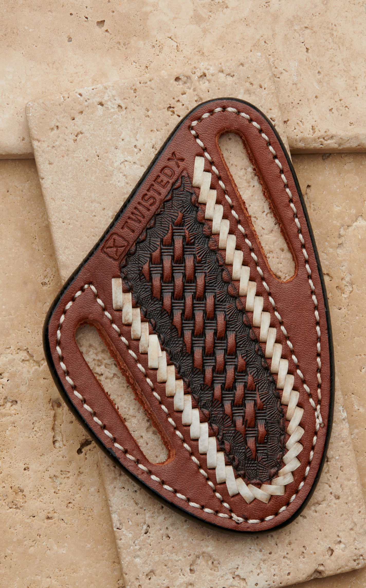 Twisted X Genuine Leather Chocolate Basket Weave with Ivory Lacing Pancake Sheath - Image 2