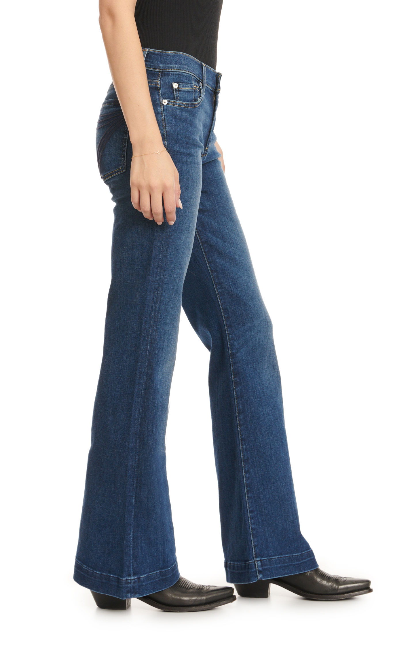 7 for All Mankind Women's Medium Wash Tailorless Dojo Melrose Mid Rise Trouser Jeans - Image 3