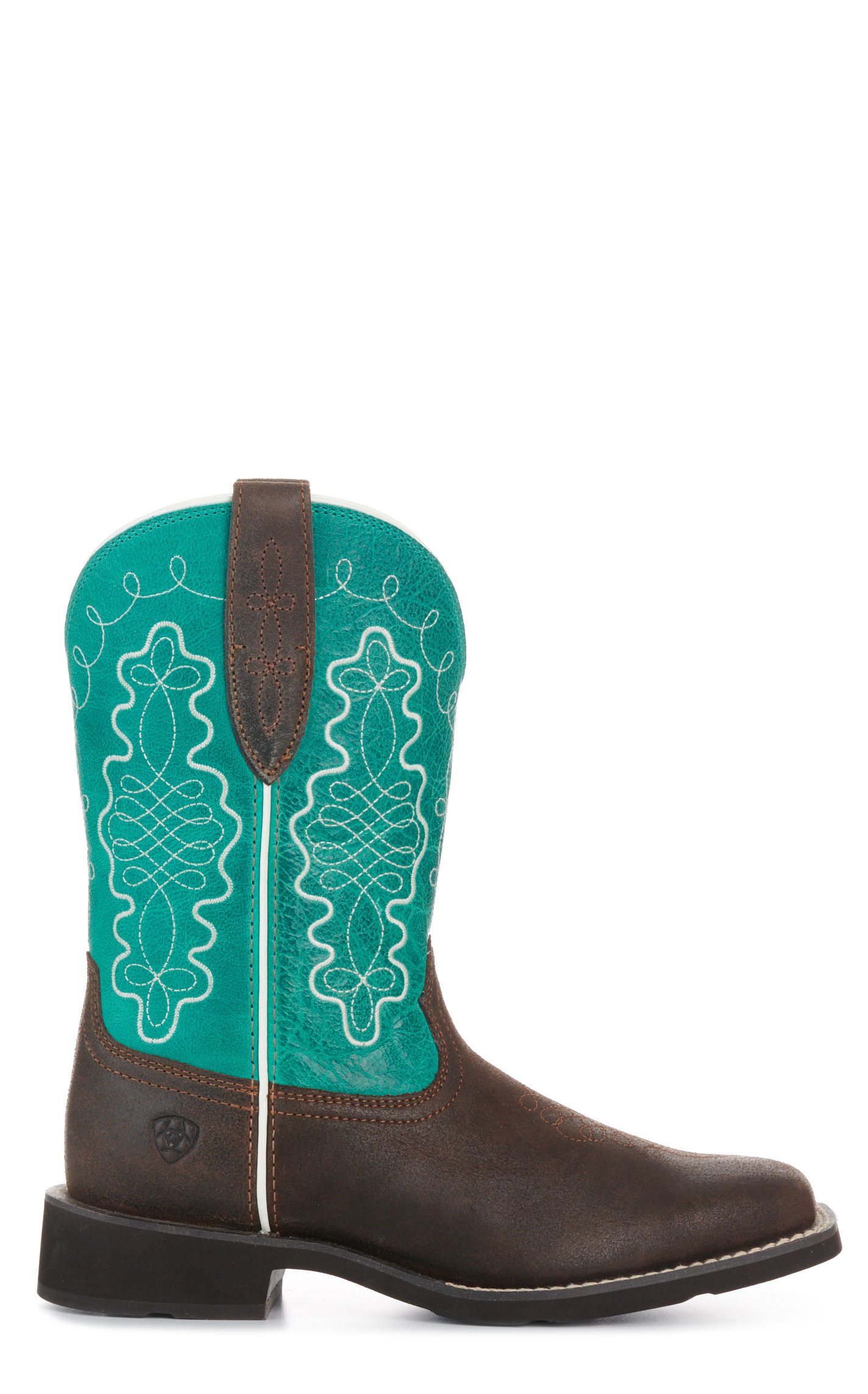 Ariat Women's Callie Hickory & Turquoise Wide Square Toe Cowboy Boots - Image 1
