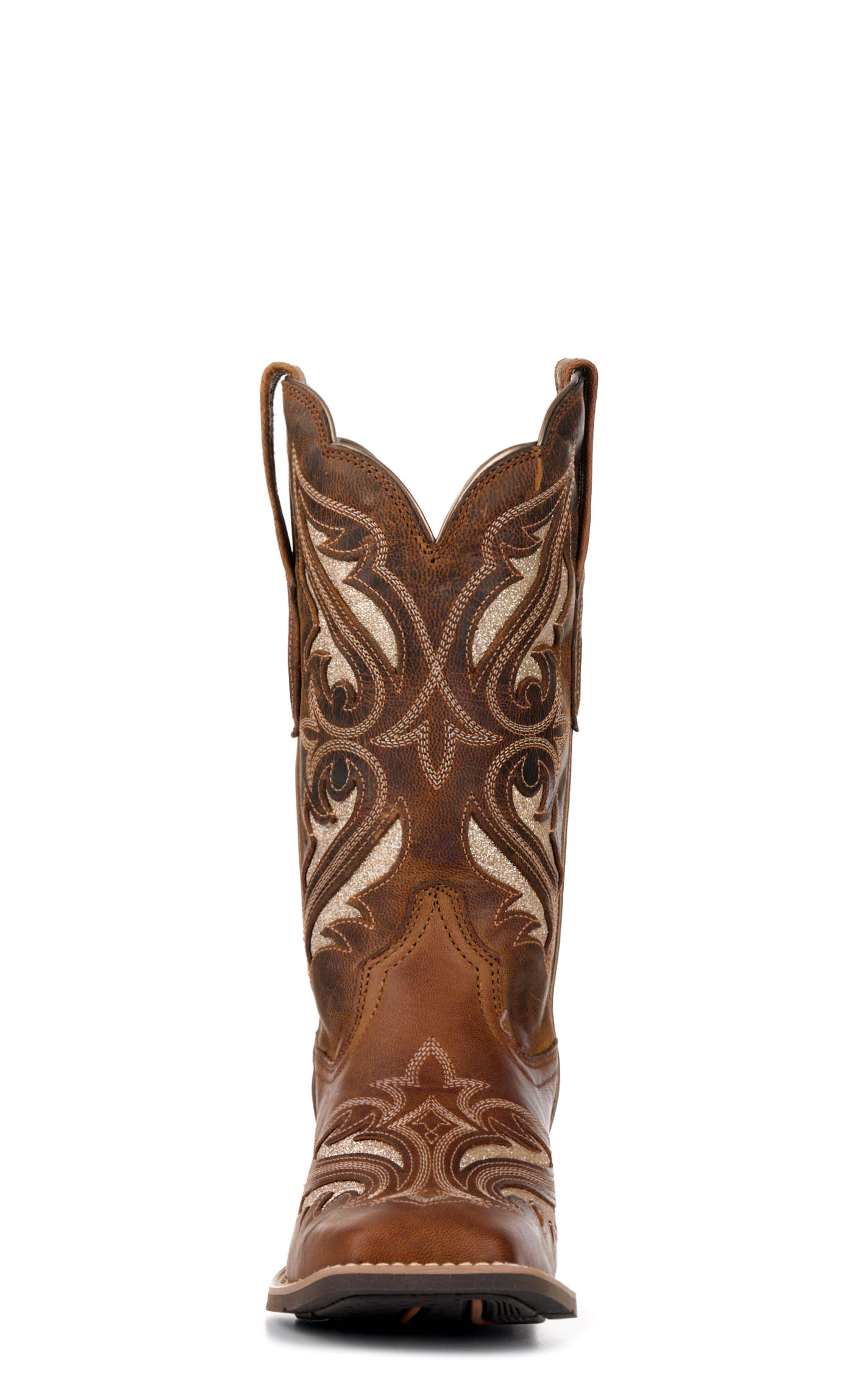 Ariat Women's Round Up Bliss Sassy Brown with Glitter Inlay Wide Square Toe Cowboy Boots - Image 1