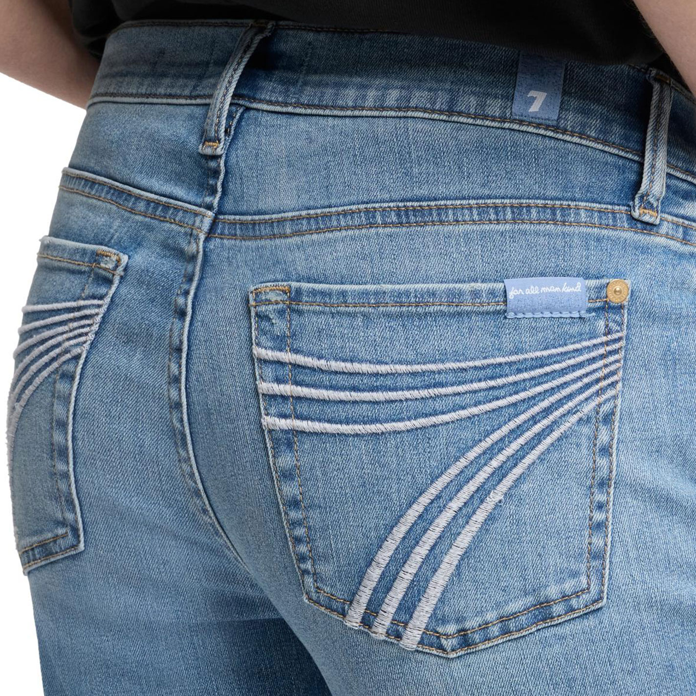 7 For All Mankind Women's DOJO Tailorless Light Wash Tonal Pocket Jeans - Image 1