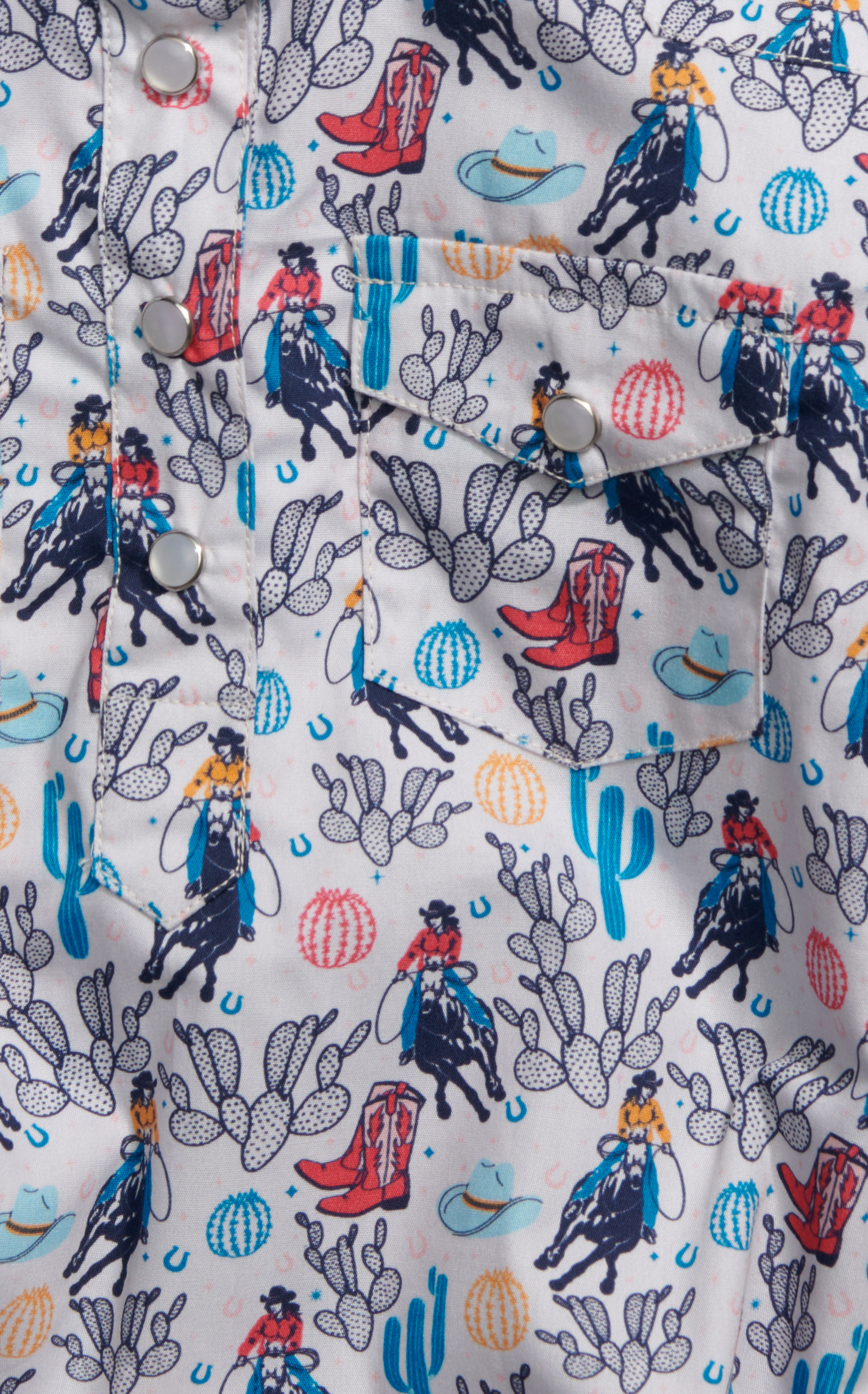 Rockin C Girl's White Classic Horse & Cactus Western Print Onesie  - Image 1