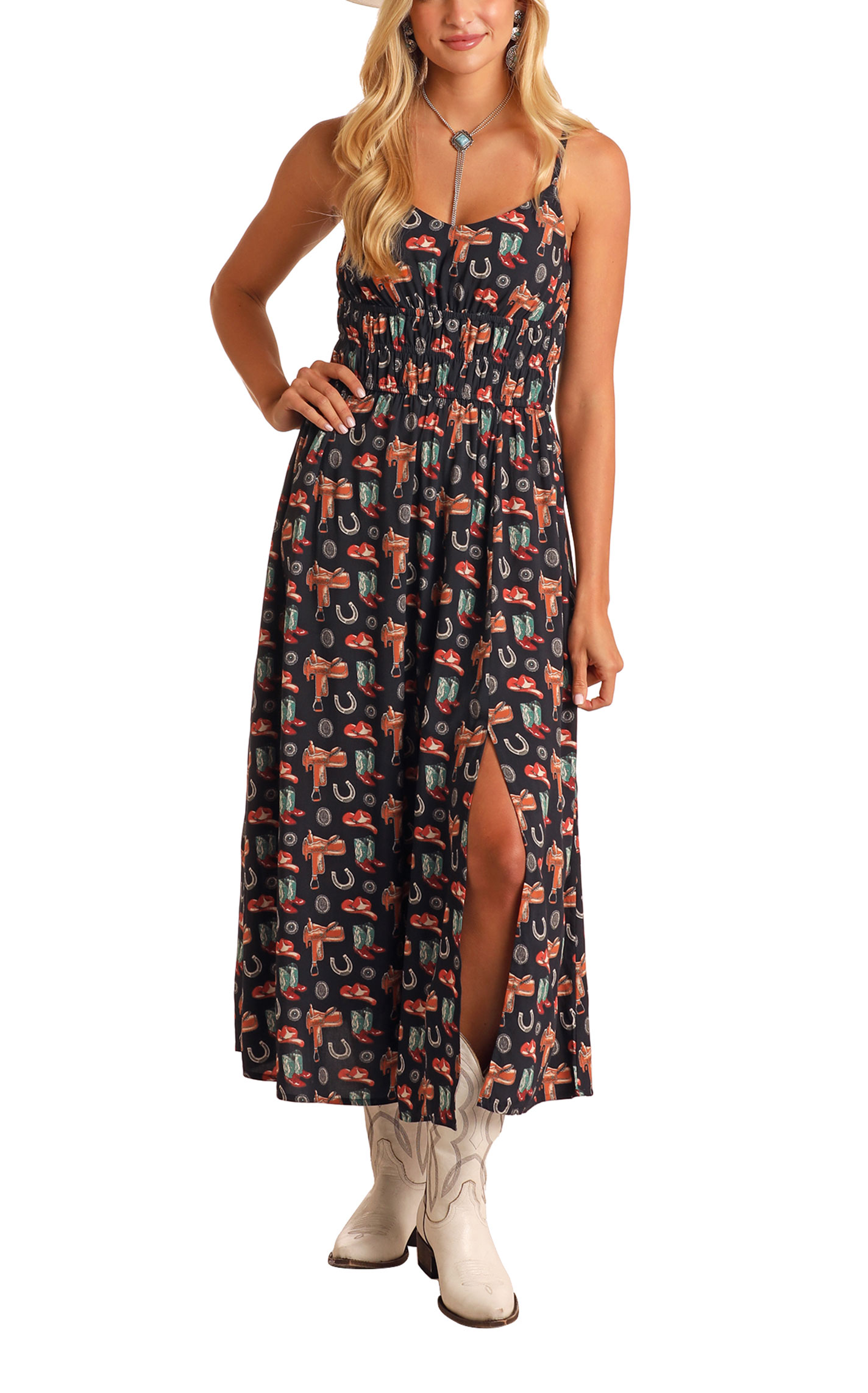 Rock & Roll Denim Women's Western Print Midi Dress - Image 1