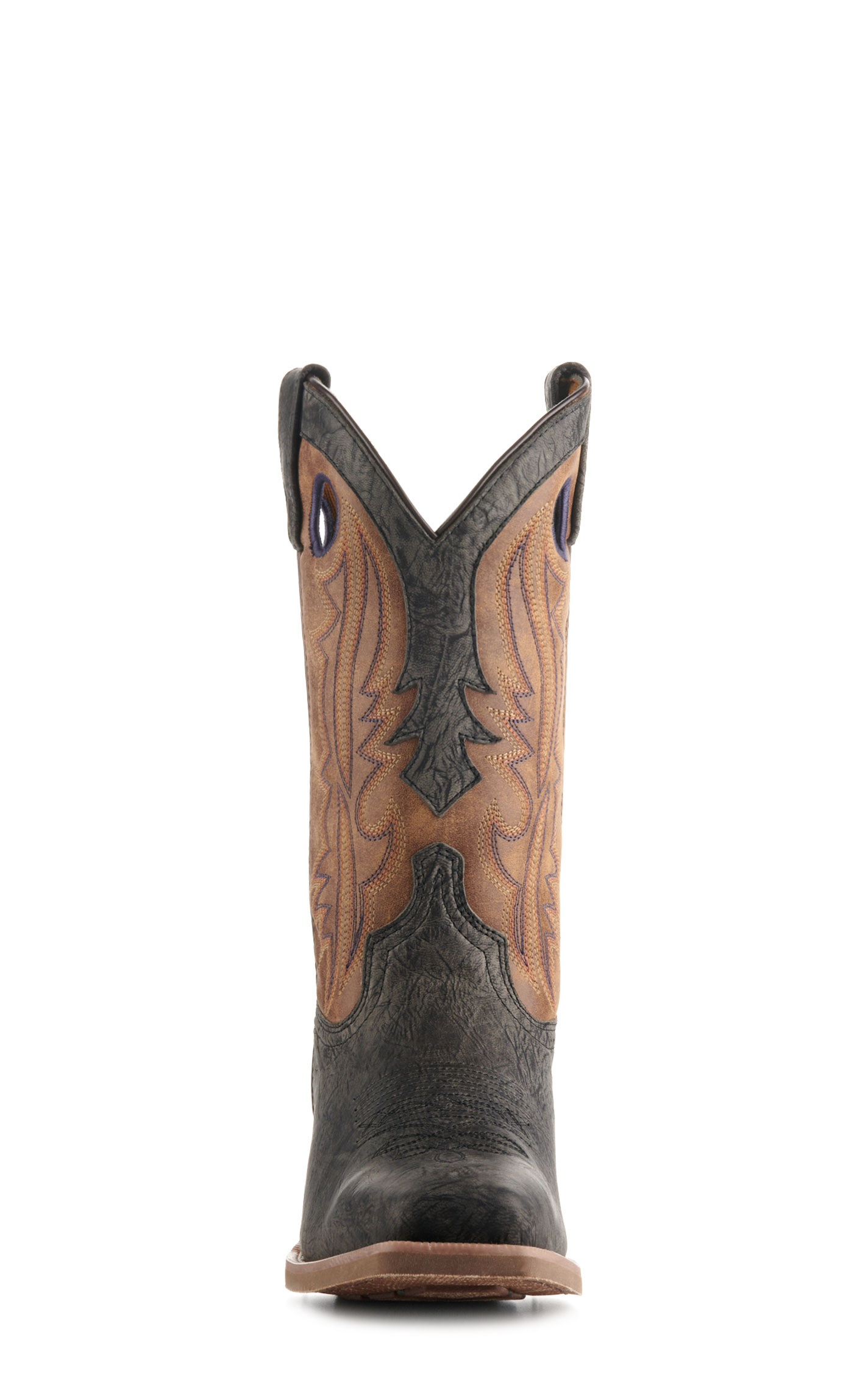 Laredo Men's Walker Dark Gray and Tan Punchy Square Toe Buckaroo Cowboy Boots - Image 1