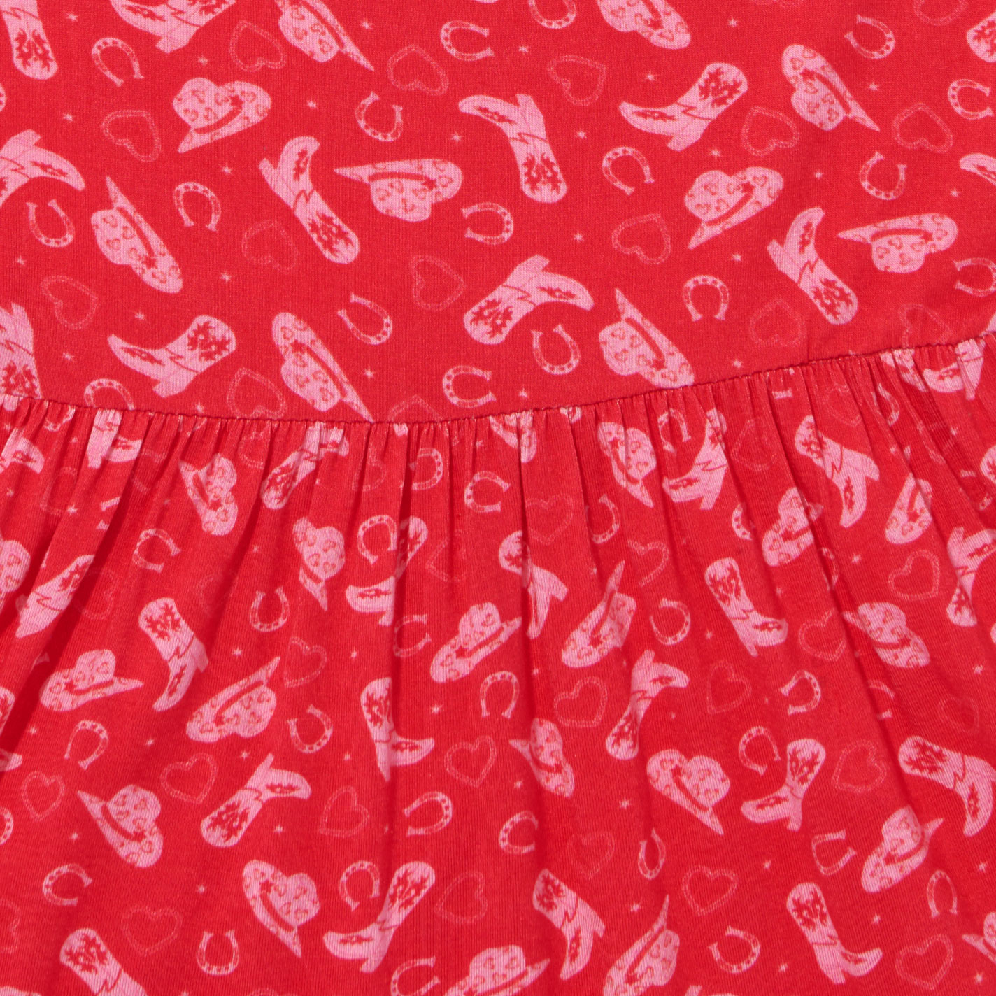 Montana Clothing Girl's Red & Pink Boot Print Dress - Image 1