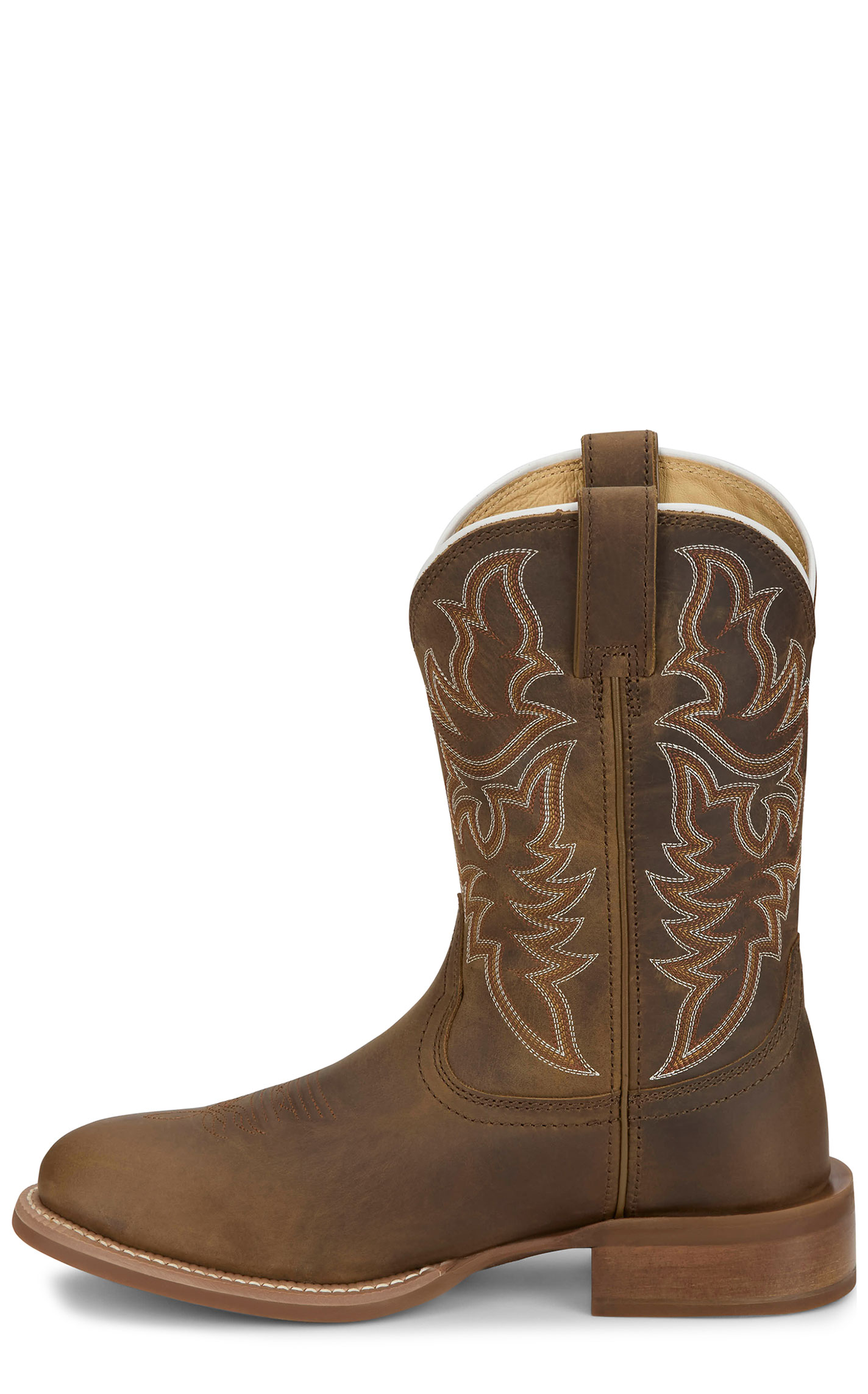 Justin Men’s Frontier Brown Cowhide Wide Round Toe Cowboy Boots - Image 1