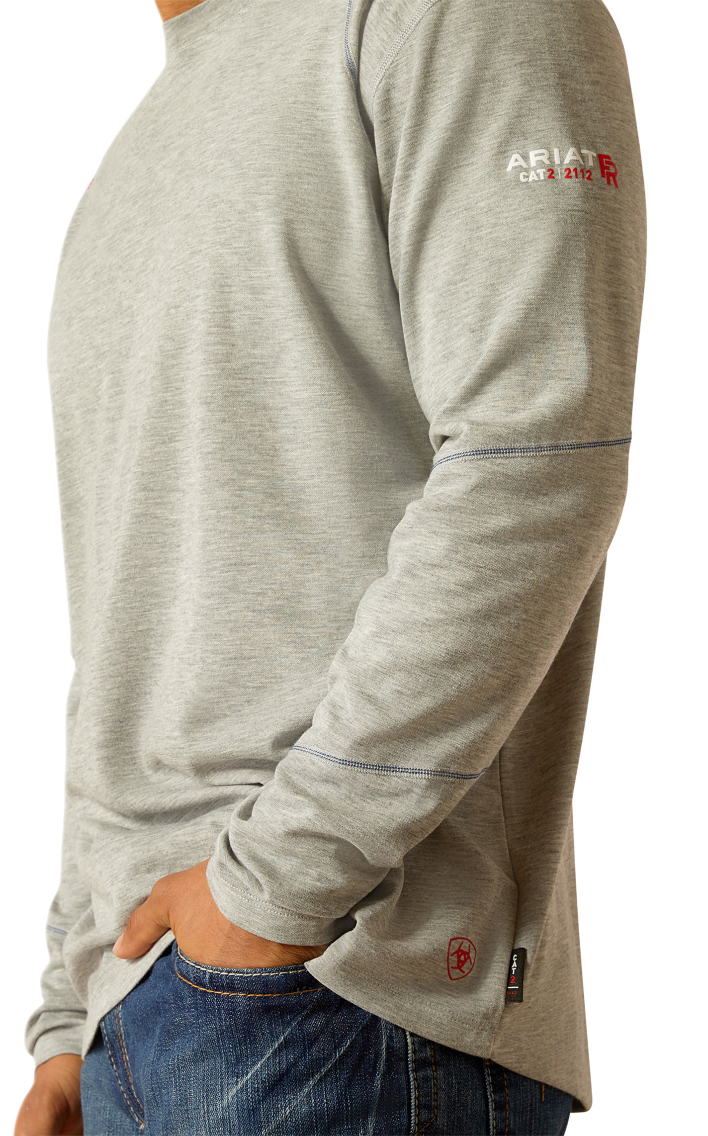 Ariat Men's FR Base Layer Heather Gray T-Shirt - Image 1