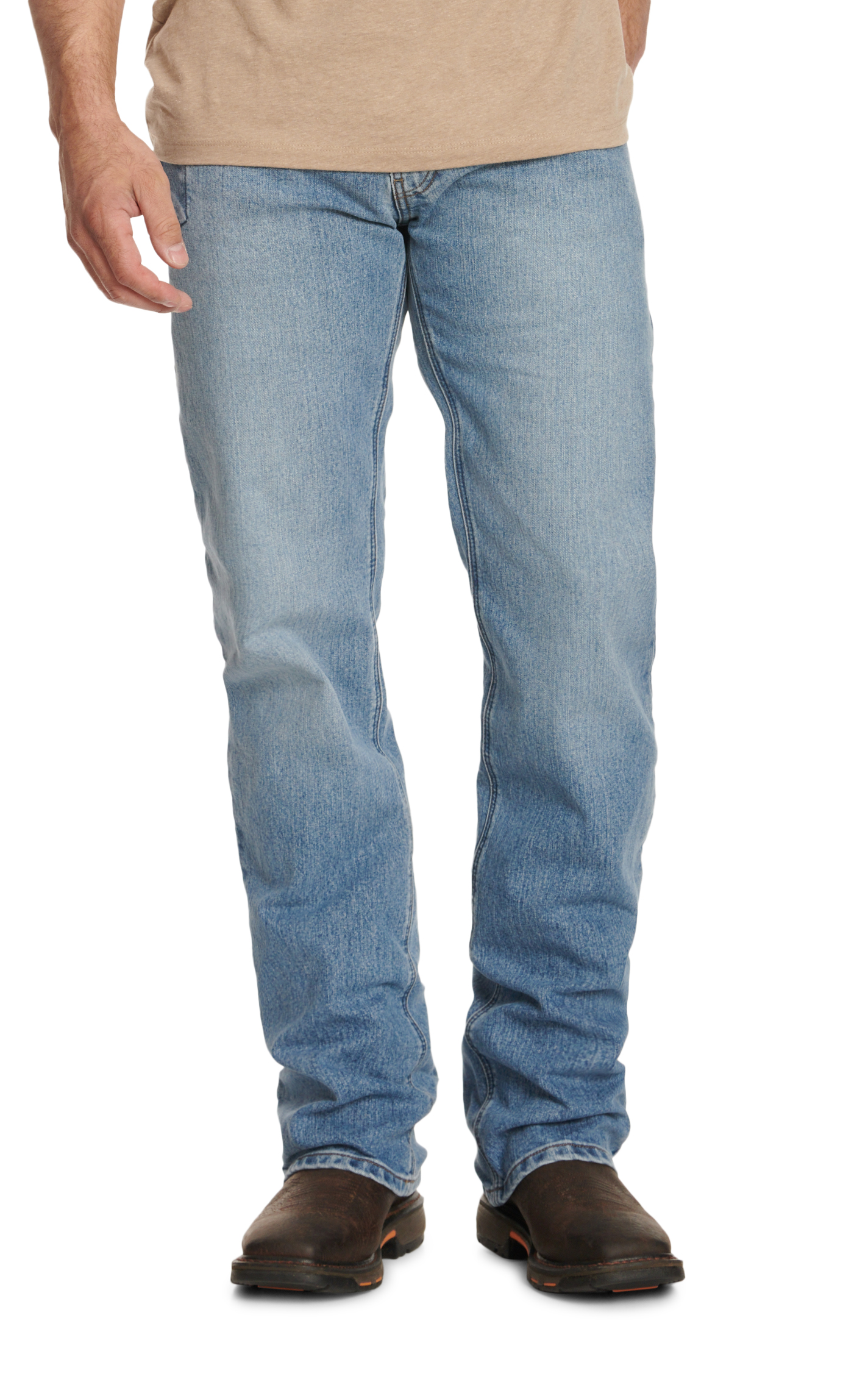 Ariat Men's Rebar M4 Light Wash Dura Stretch Boot Cut Work Jeans  - Image 4